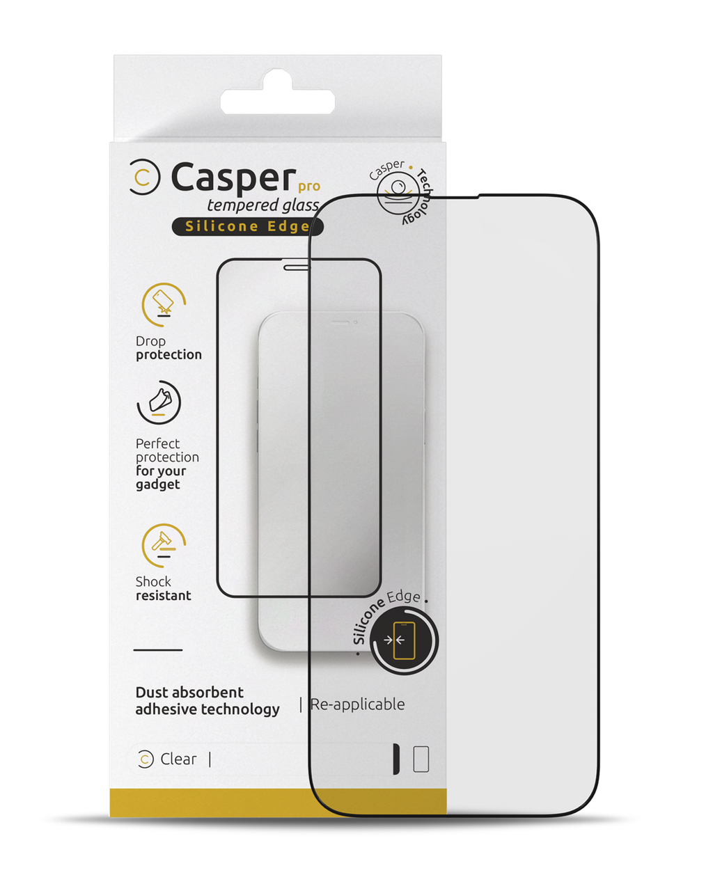 Casper Pro Silicone Tempered Glass für iPhone 14 Pro (Retail Pack) (Clear)
