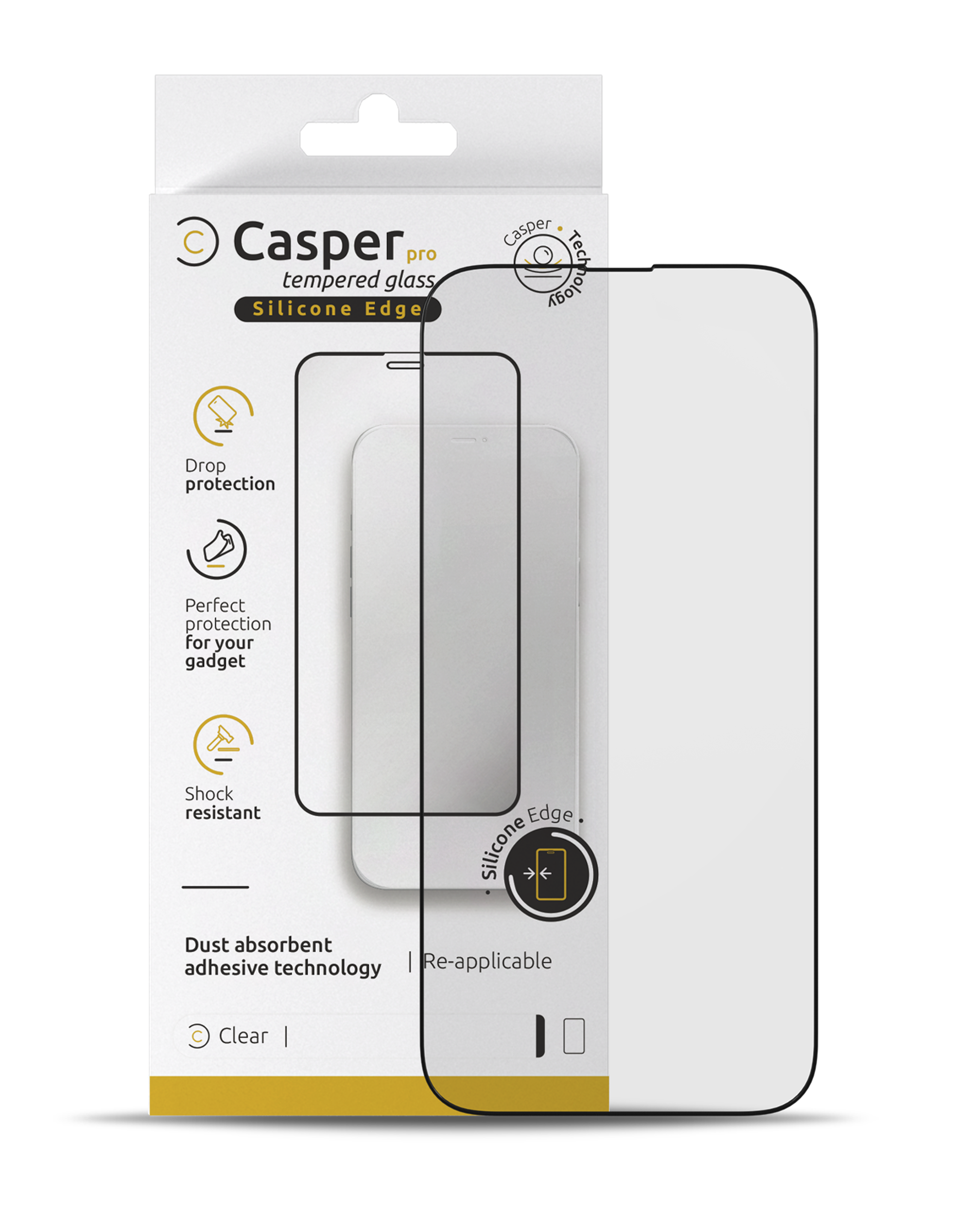Casper Pro Silicone Tempered Glass für iPhone 14 Pro (Retail Pack) (Clear)