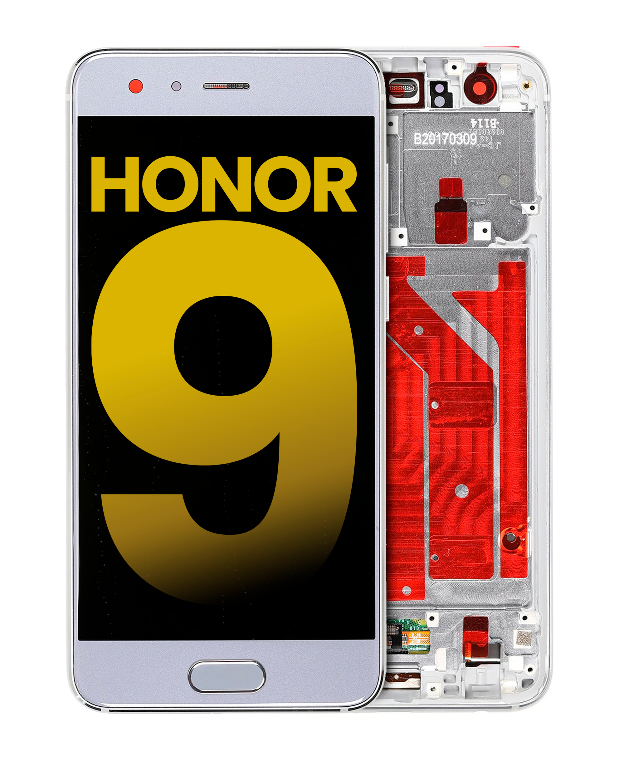 LCD Display with Frame for Huawei Honor 9 (Refurbished) (Glacier Gray)