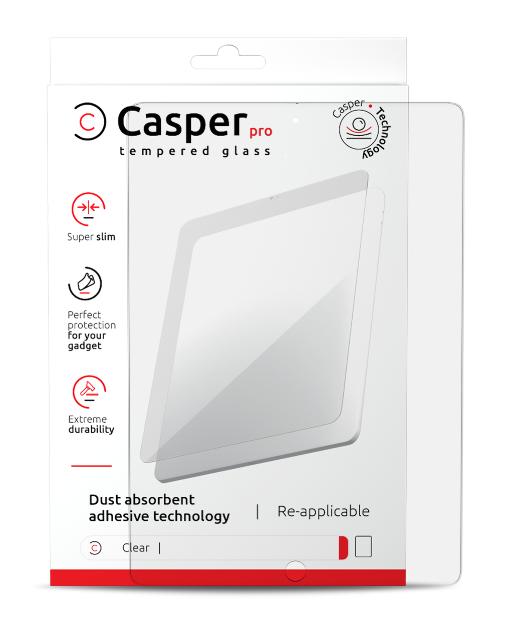 Casper Pro Tempered Glass for iPad Pro 12.9 1st Generation (2015) / iPad 12.9 2nd Generation (2017) (Retail Pack) (Clear)