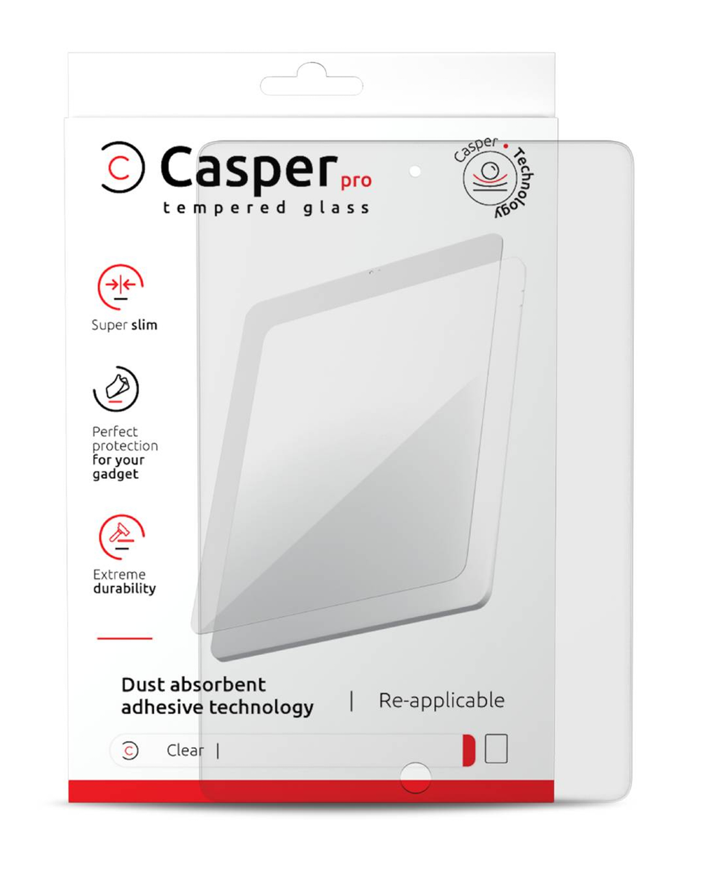 Casper Pro Tempered Glass for iPad Pro 12.9 3rd–6th Gen – Retail Pack – Clear