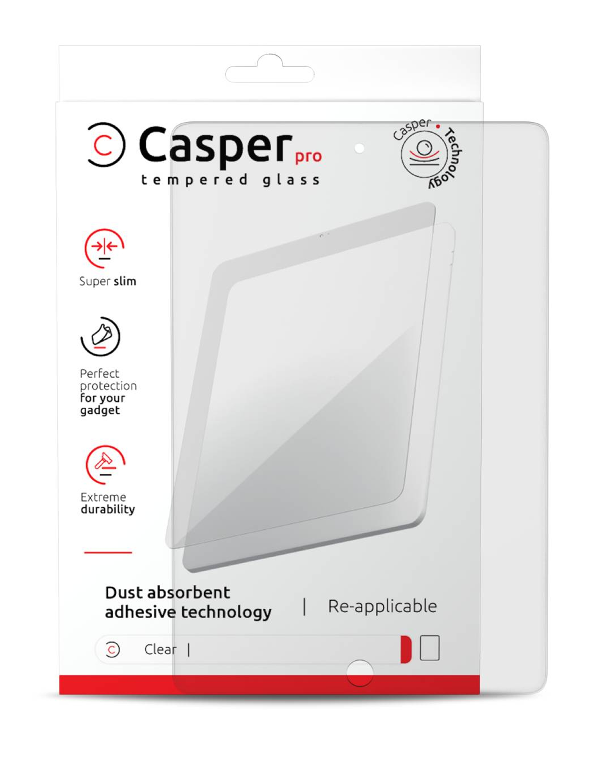 Casper Pro Panzerglas für iPad Pro 12.9 3.–6. Gen – Retail Pack – Clear