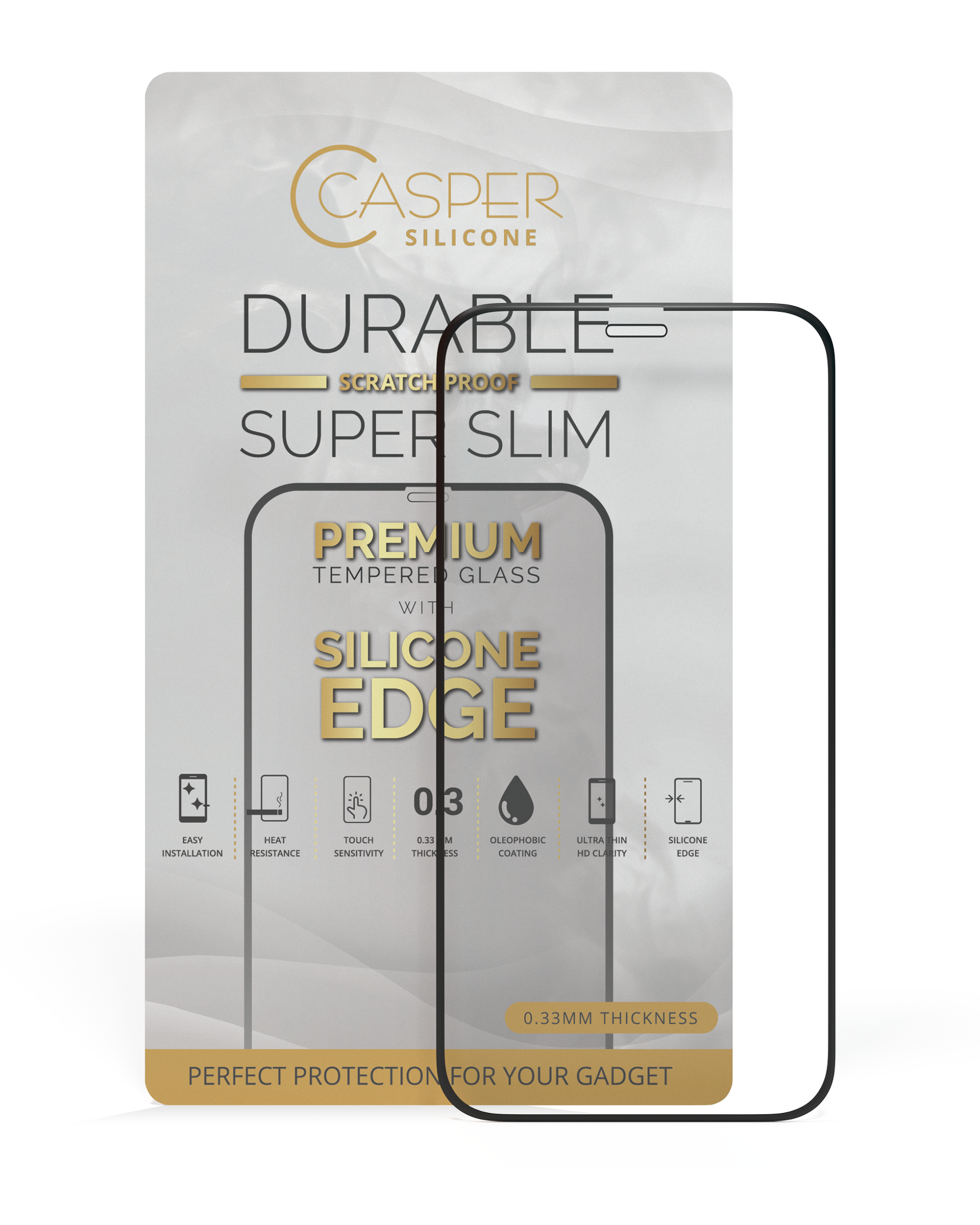 Casper Silicone Tempered Glass für iPhone 12 Mini (Retail Pack) (Clear)