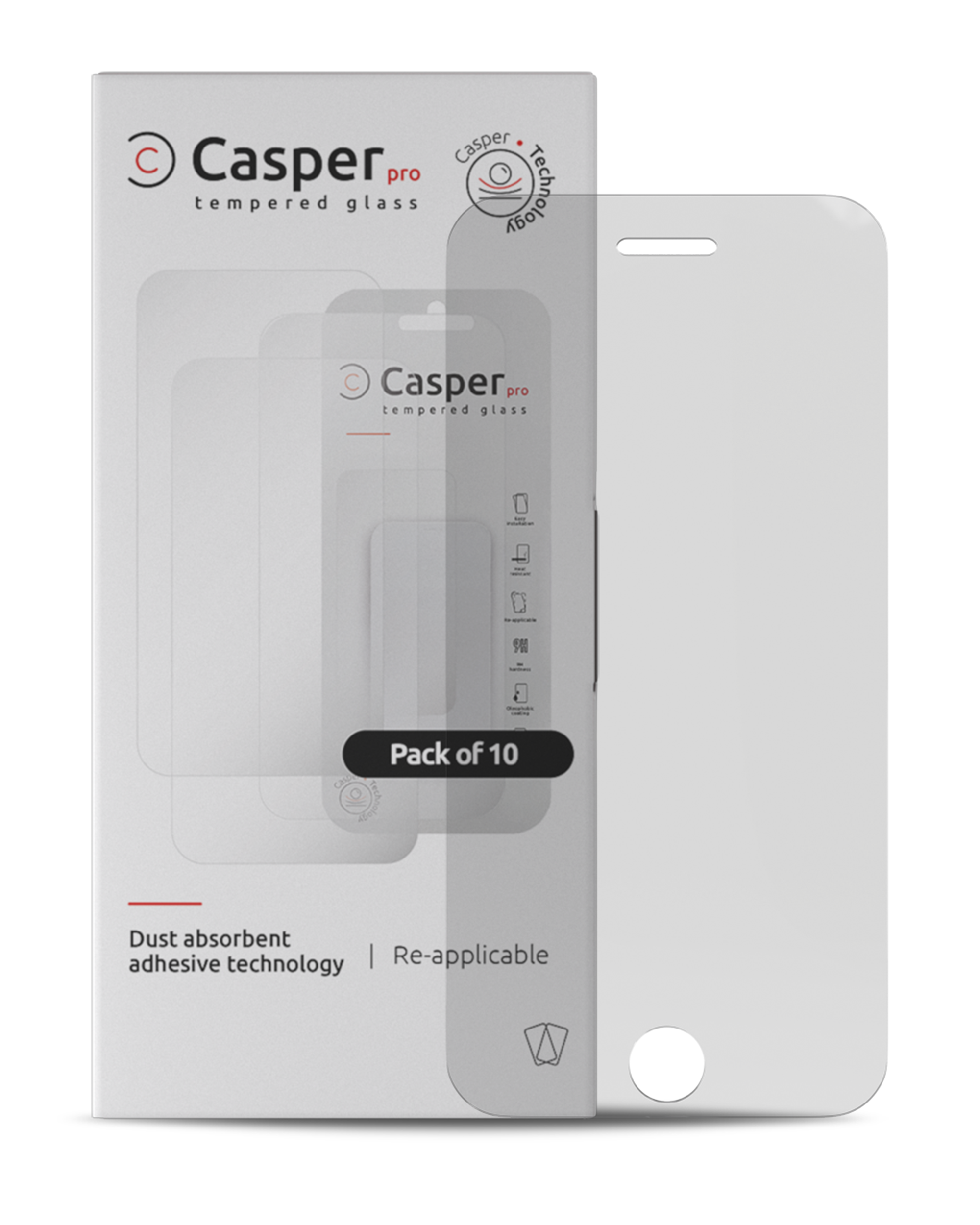 Casper Pro Panzerfolie 10er-Pack klar für iPhone 6/7/8/SE