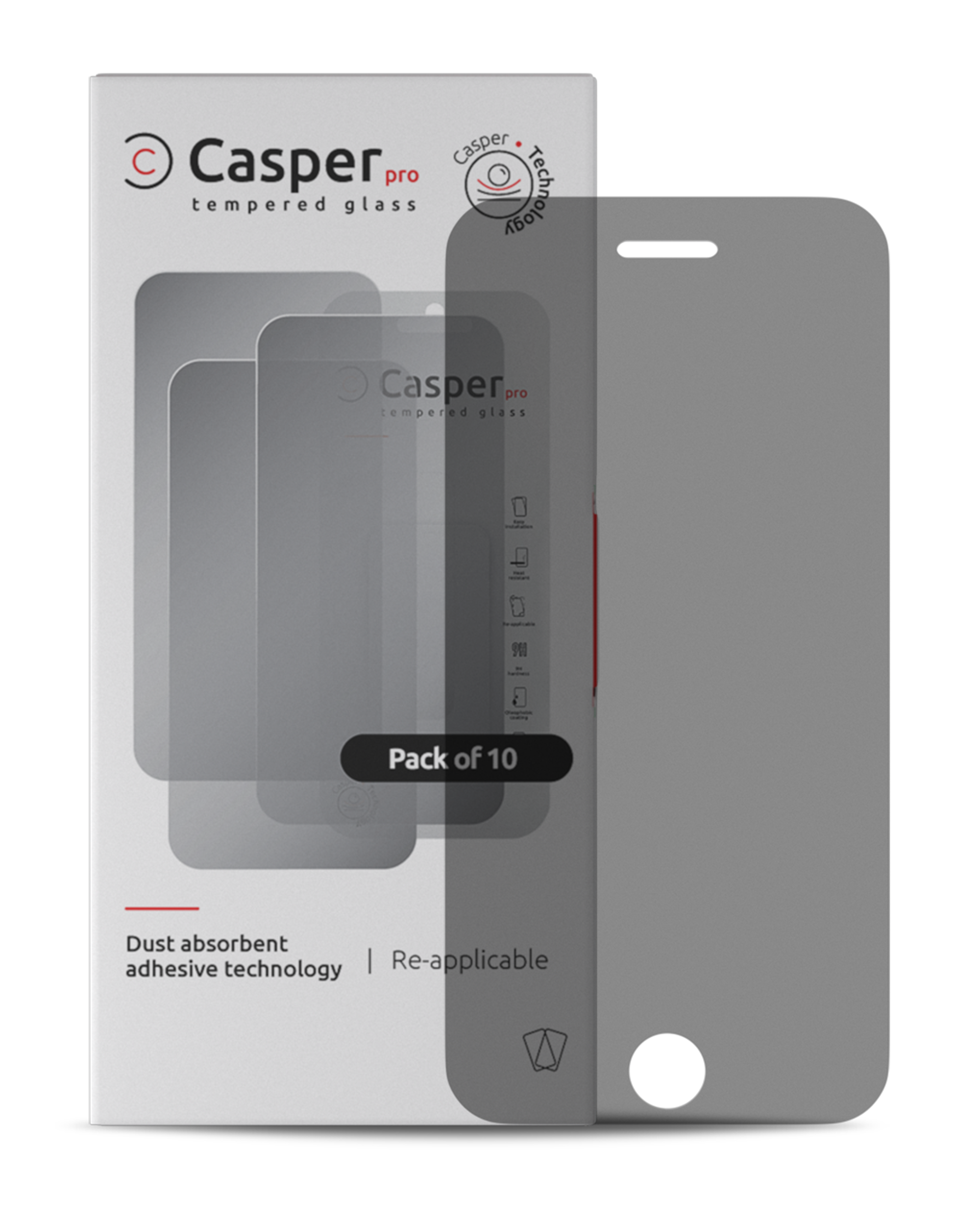 Casper Pro Temperglas Privacy für iPhone 6/7/8/SE (10er-Pack)