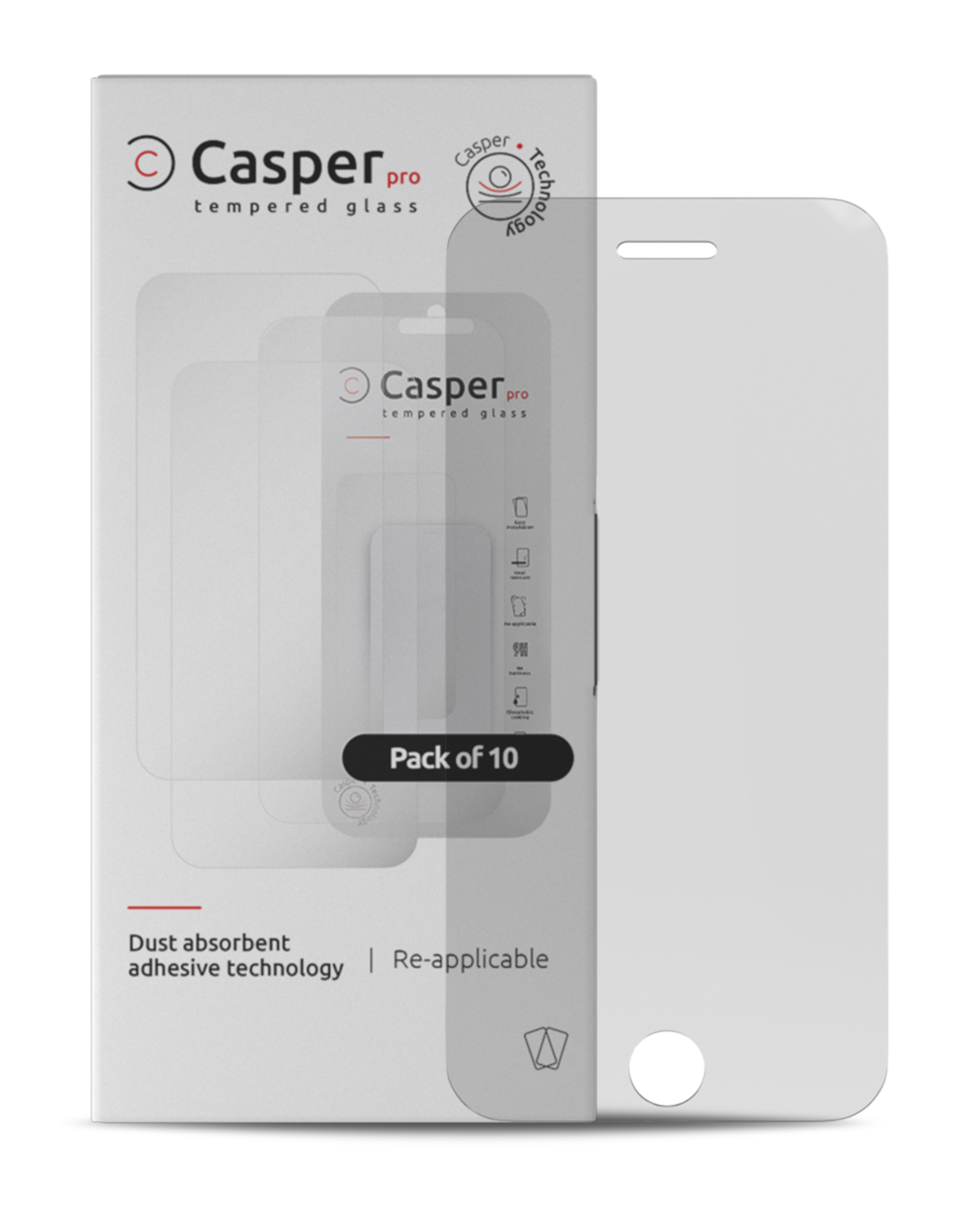 Casper Pro Gehärtetes Glas für iPhone 6-8 Plus (10er Pack, Klar)