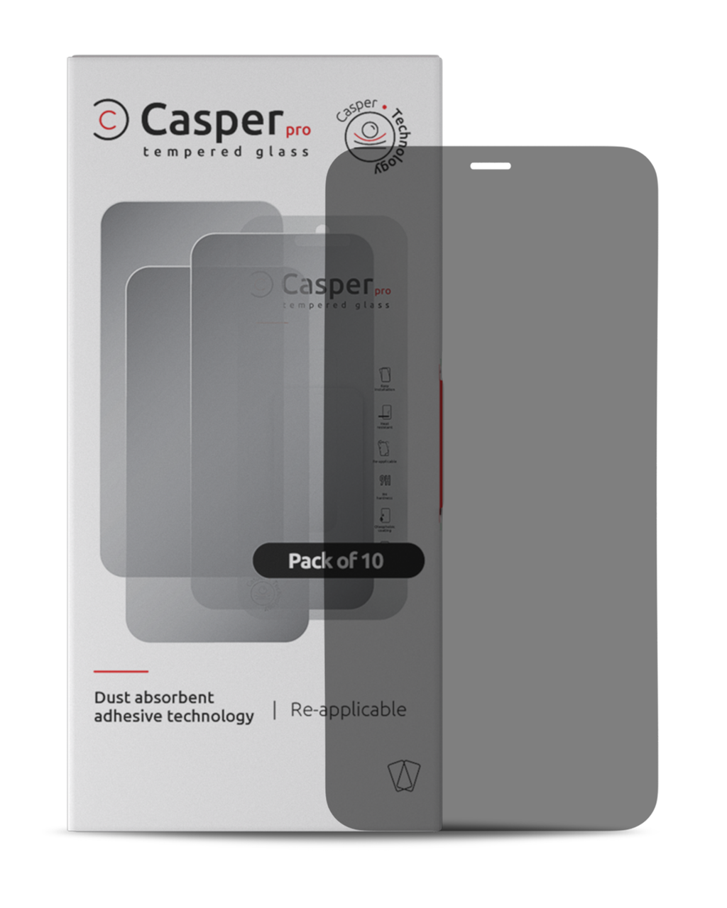 Casper Pro Temperglas für iPhone X / XS / 11 Pro (10er-Pack) (Privacy)