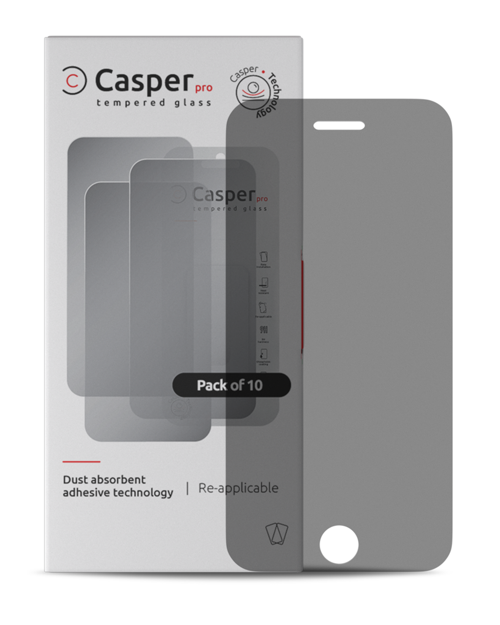 Casper Pro Gehärtetes Glas für iPhone 7 Plus / 8 Plus (10er-Pack) (Privacy)