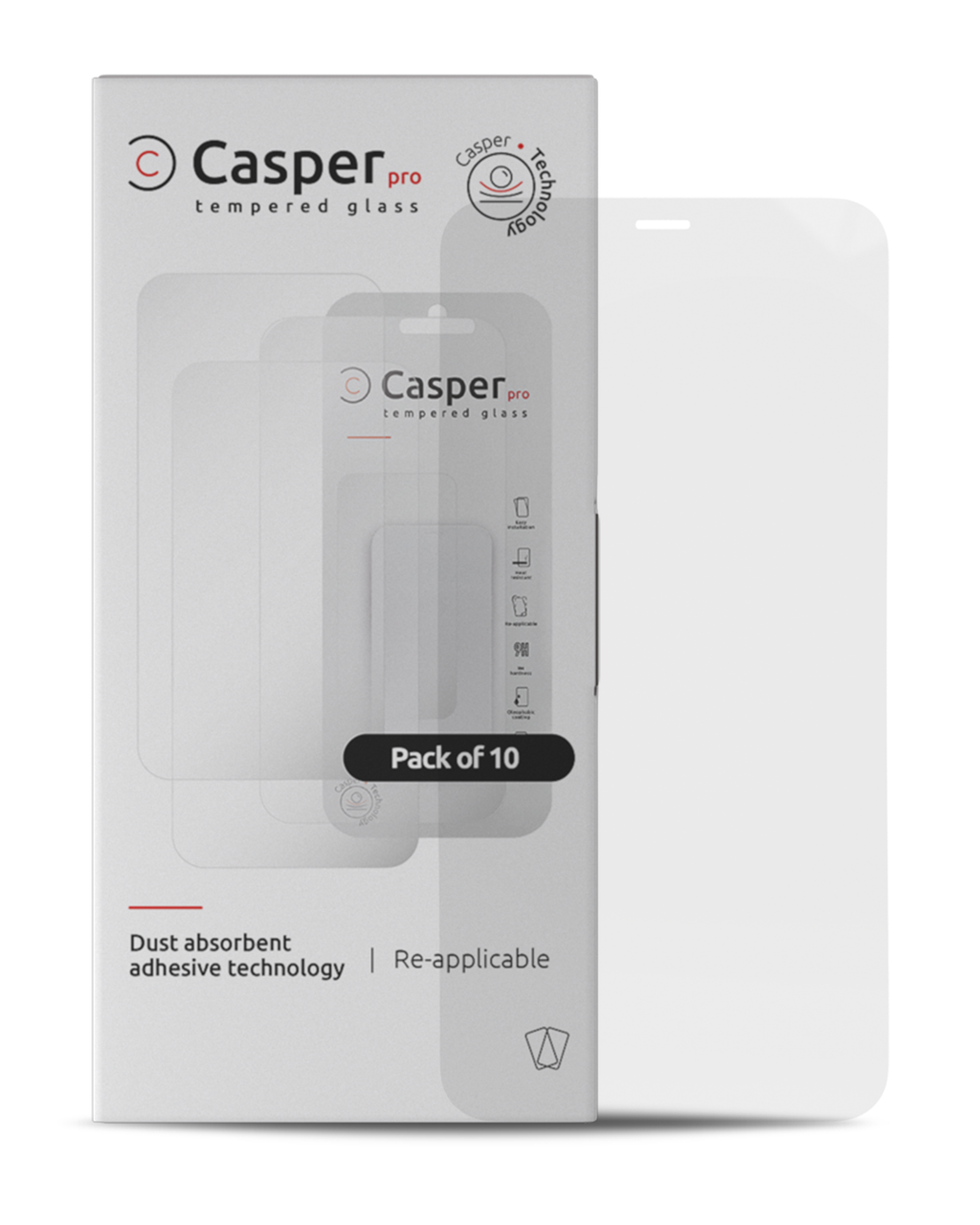 Casper Pro Gehärtetes Glas für iPhone 12/12 Pro case-freundlich 10er-Pack Klar