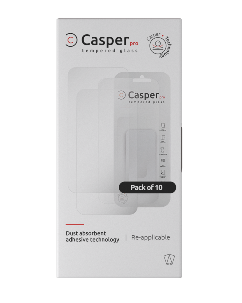 Casper Pro Gehärtetes Glas für iPhone 12 Pro Max Hüllenfreundlich 10er-Pack Klar
