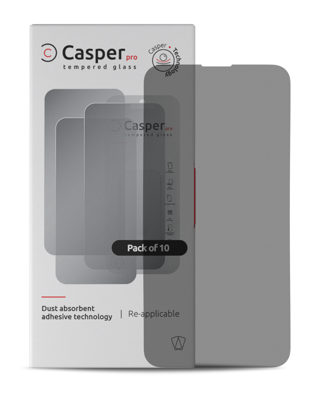 Casper Pro Gehärtetes Glas für iPhone 13 Mini (10er Pack) (Privacy)