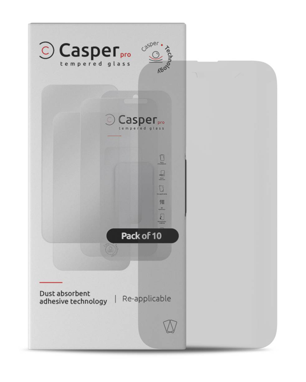 Casper Pro Tempered Glass für iPhone 15 Pro Max (10er-Pack) (Matte)