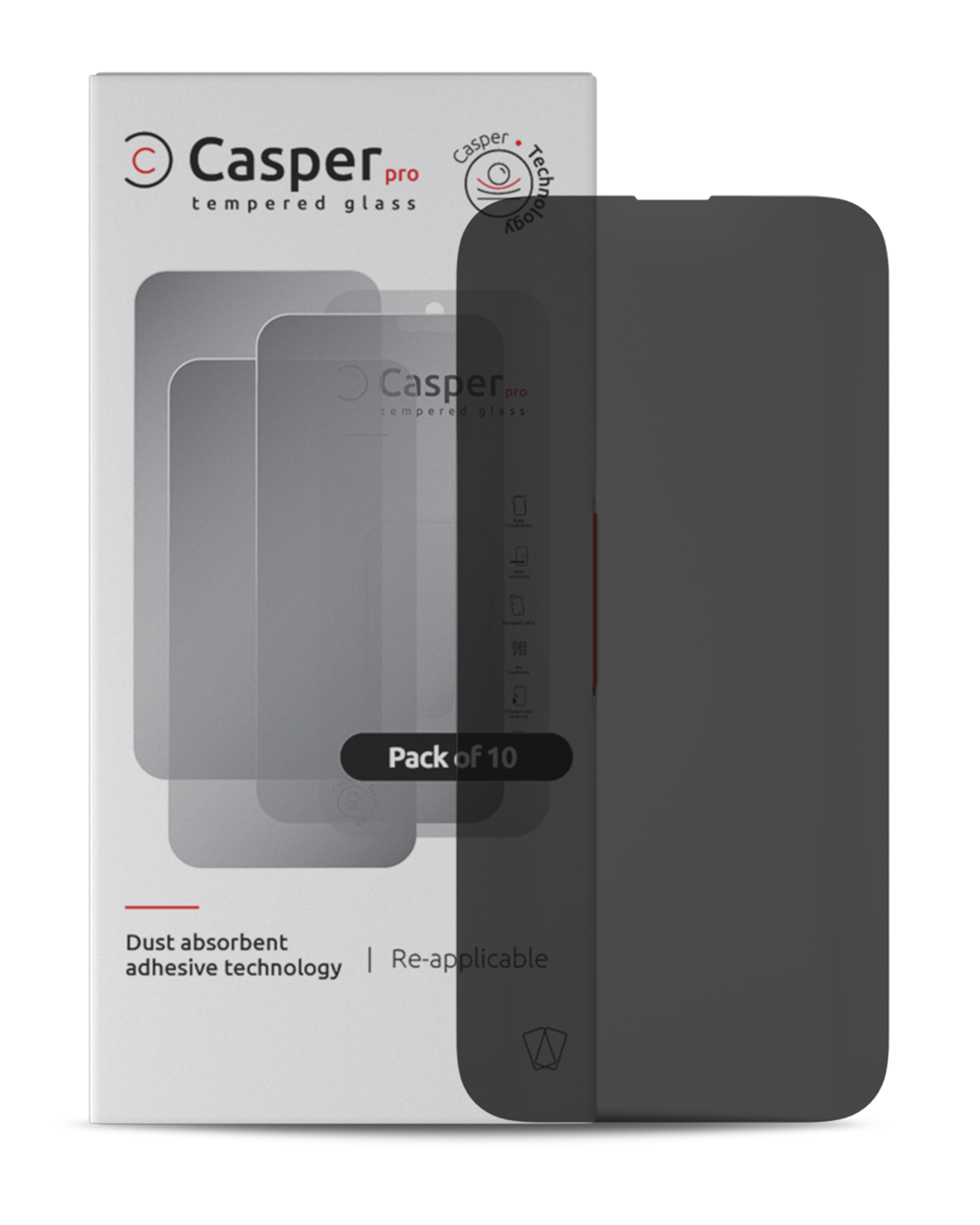 Casper Pro Temperglas für iPhone 14 Pro (10er Pack) (Privacy)