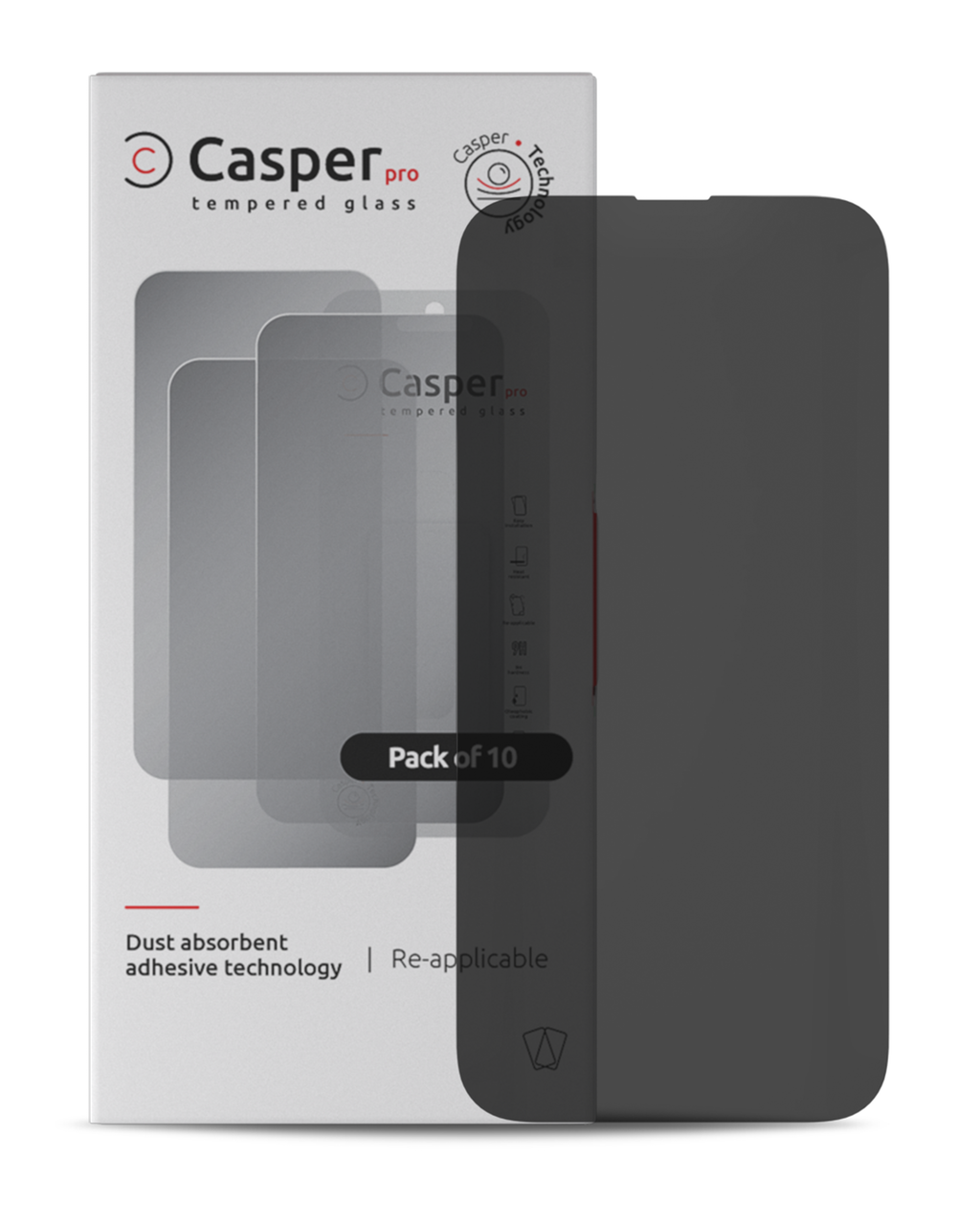 Casper Pro Temperglas für iPhone 14 Pro (10er Pack) (Privacy)