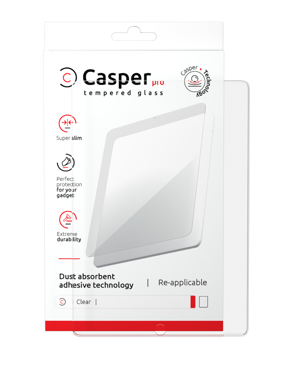 Casper Pro Tempered Glass for iPad 10 (2022) / iPad 11 (2025) (Retail Pack) (Clear)