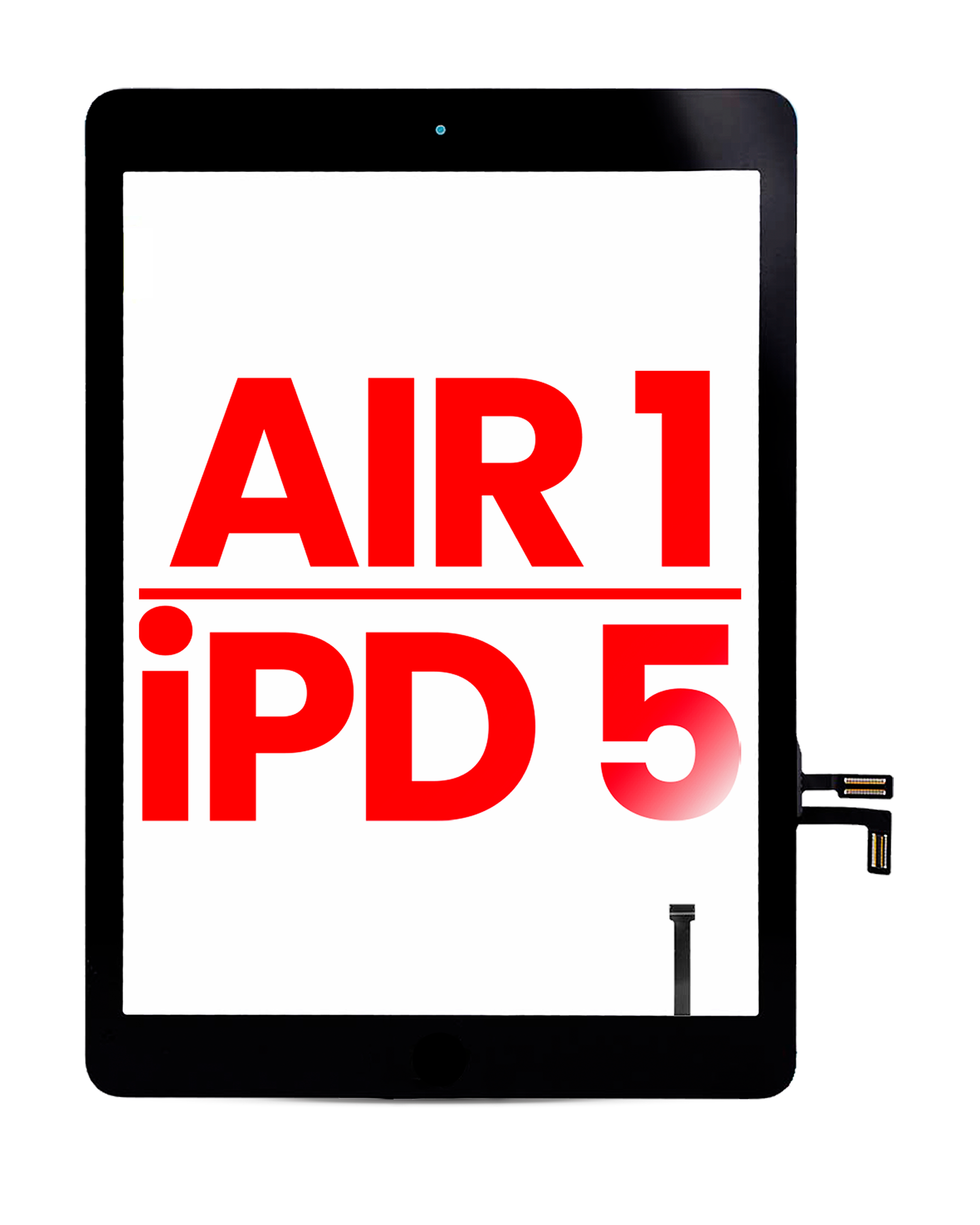 Digitizer iPad Air 1/iPad 5 Home-Button vorinstalliert Aftermarket Plus Schwarz