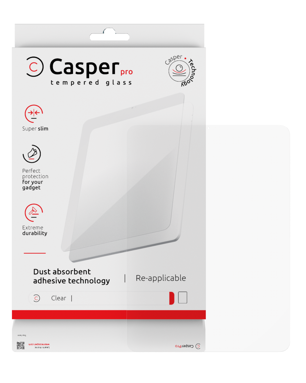 Casper Pro Tempered Glass for iPad Air 11" (2024) / Air 11" (2025) / Air 11"M4 (2026) (Retail Pack) (Clear)
