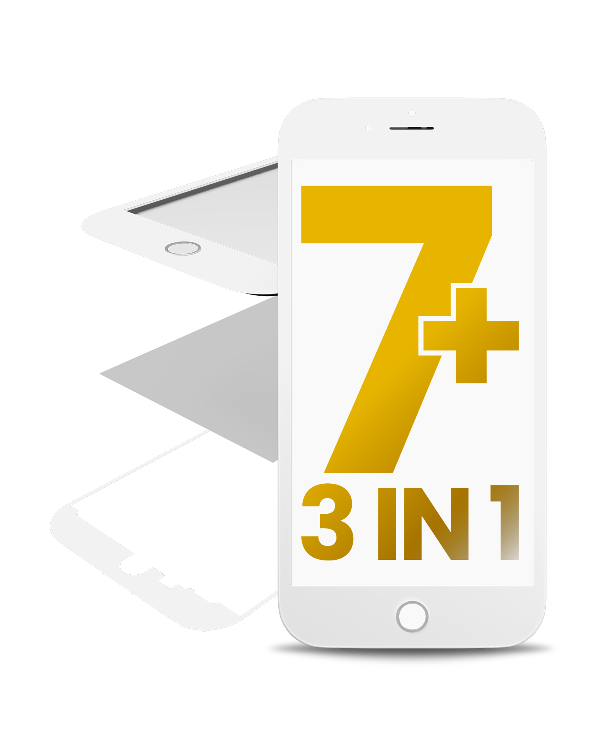iPhone 7 Plus Glas mit Rahmen OCA Weiß 2er-Pack Premium