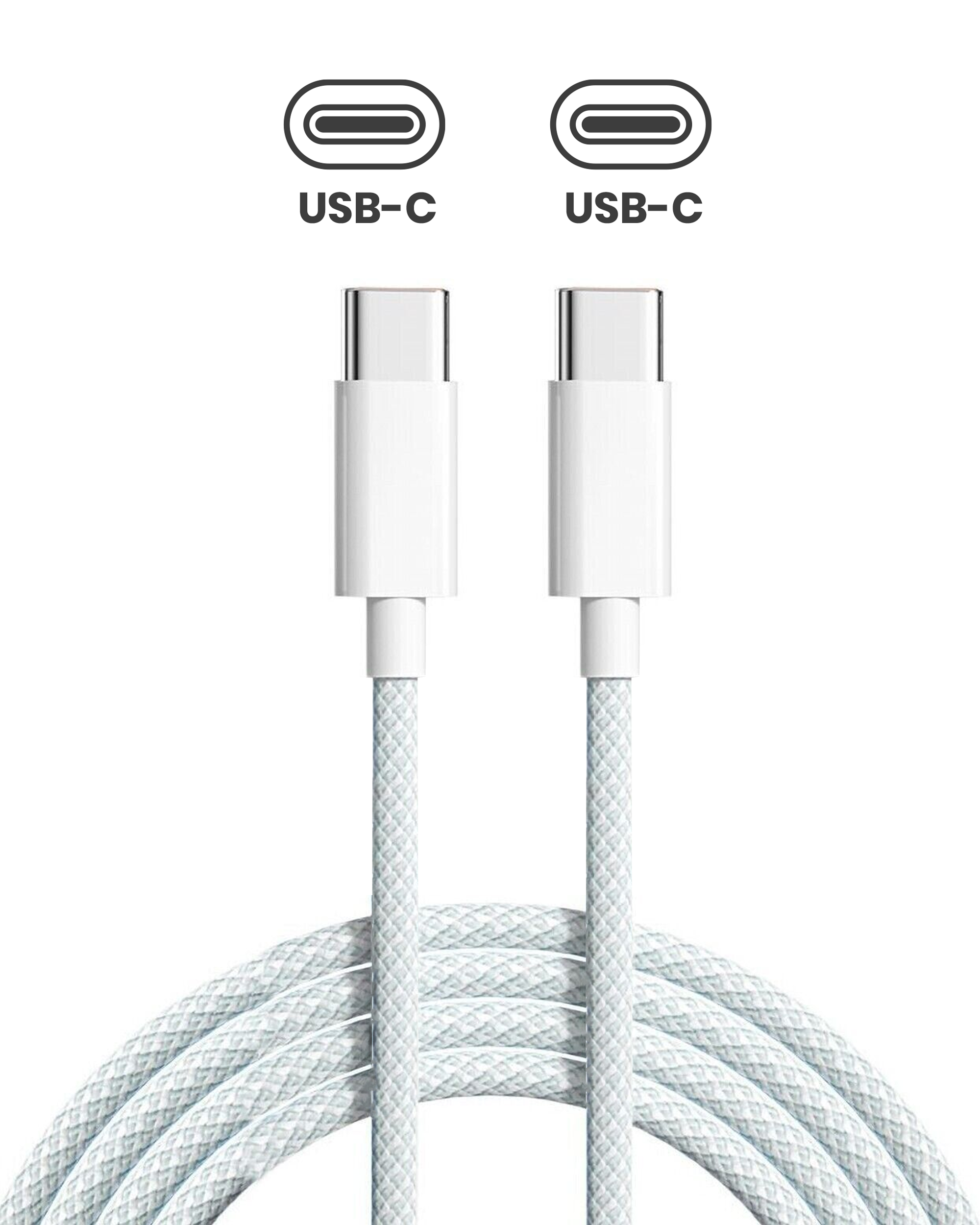 USB-C auf USB-C Geflochtenes Kabel 1m gebrauchter OEM-Ausbau, Qualität A 50er-Pack Apple