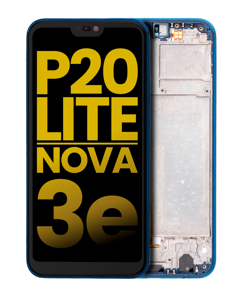 LCD-Display mit Rahmen für Huawei P20 Lite / Nova 3e (Refurbished) (Blau)