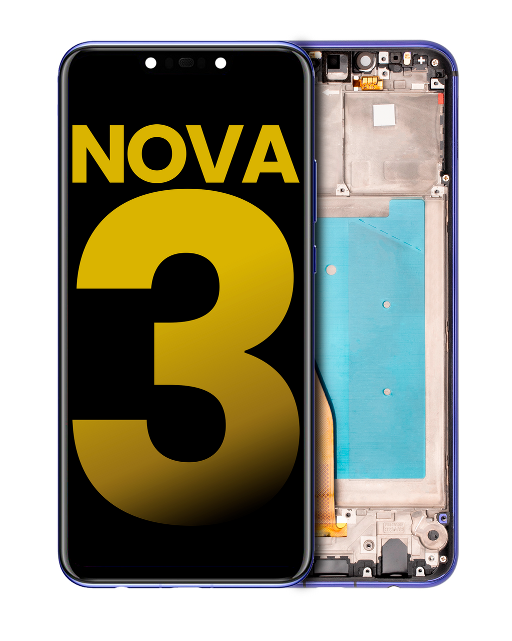 LCD-Modul mit Rahmen für Huawei Nova 3 (Refurbished) (Iris Purple)