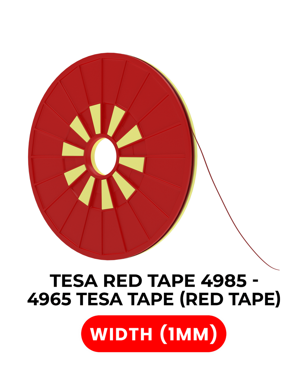 Double-sided red polyester adhesive tape 1 mm x 25 m (Tesa model 4965)