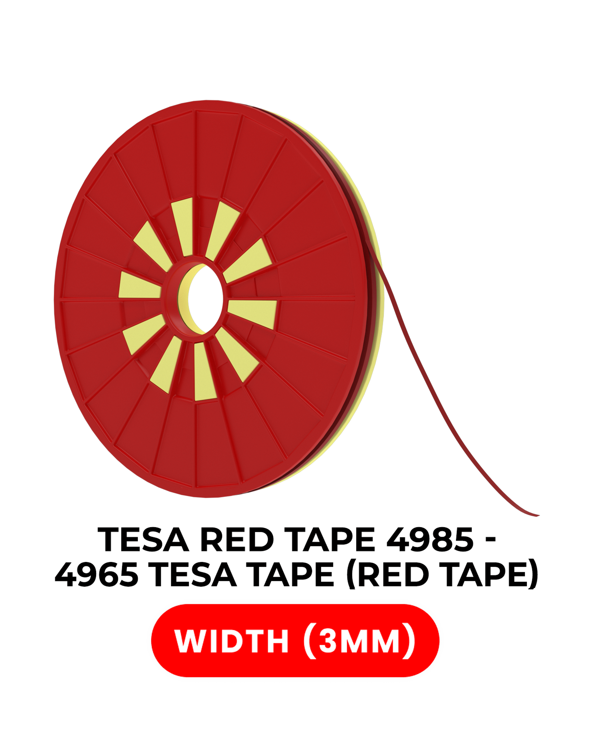 Doppelseitiges Polyester-Klebeband Rot (3 mm x 25 m) – Tesa Modell # 4965