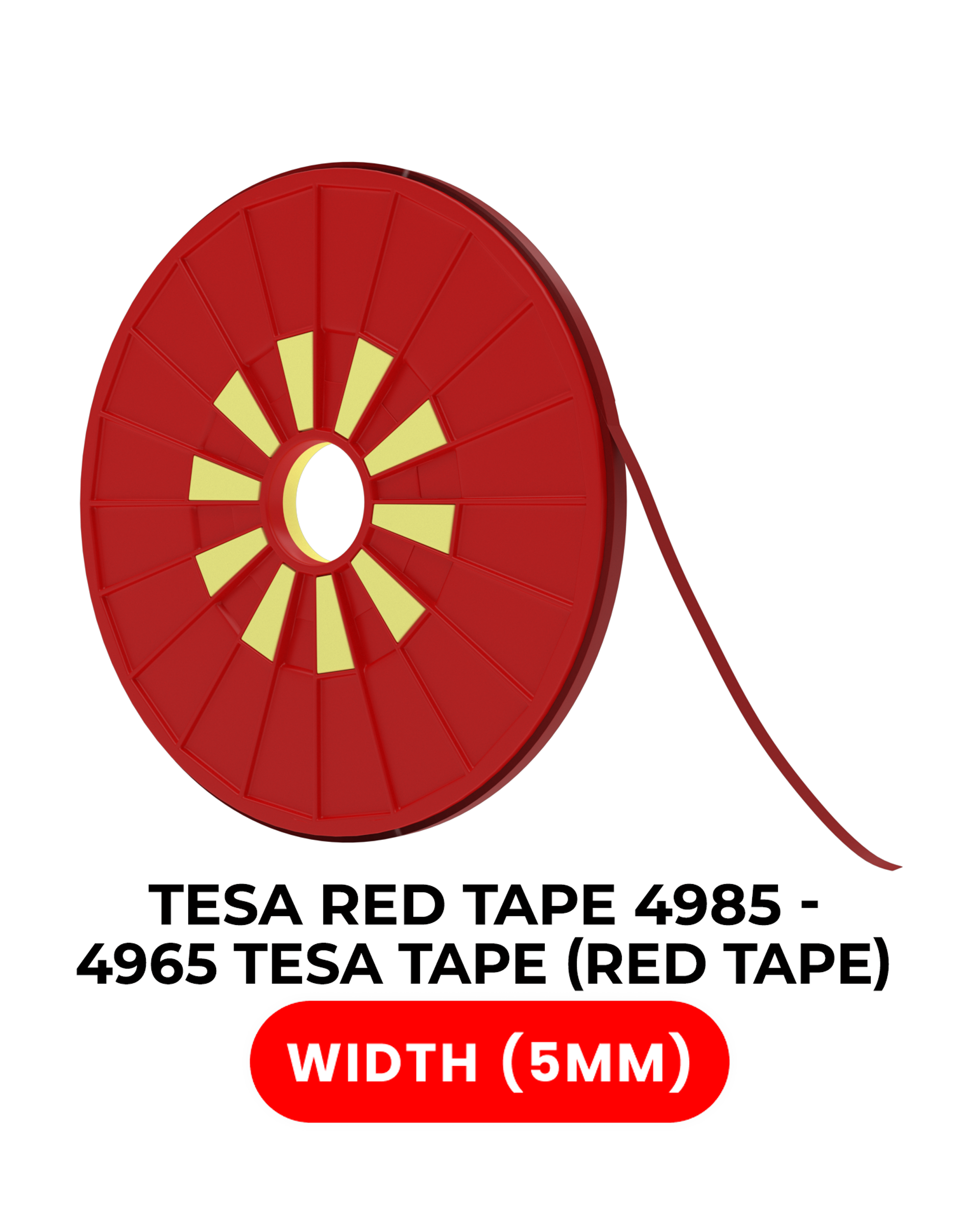 Double-Sided Polyester Adhesive Tape Red 5 mm x 25 m Tesa Model # 4965