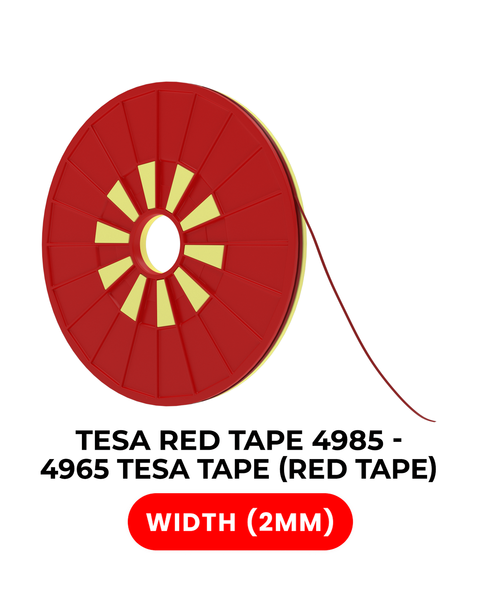 Double-sided Polyester Adhesive Tape Red (2mm x 25m) (Tesa Model #4965)