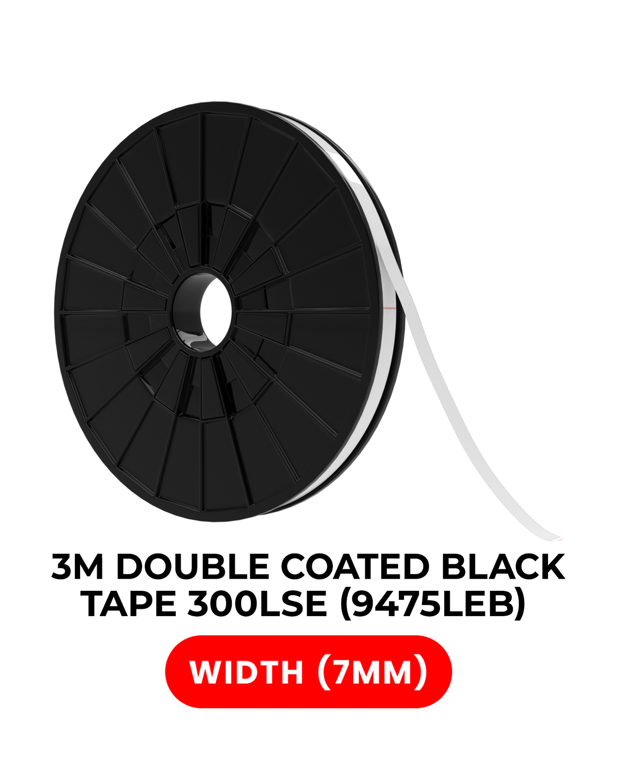 3M Doppelseitiges Hochfestes Polyesterband 9475LEB 7mm x 25m Schwarz