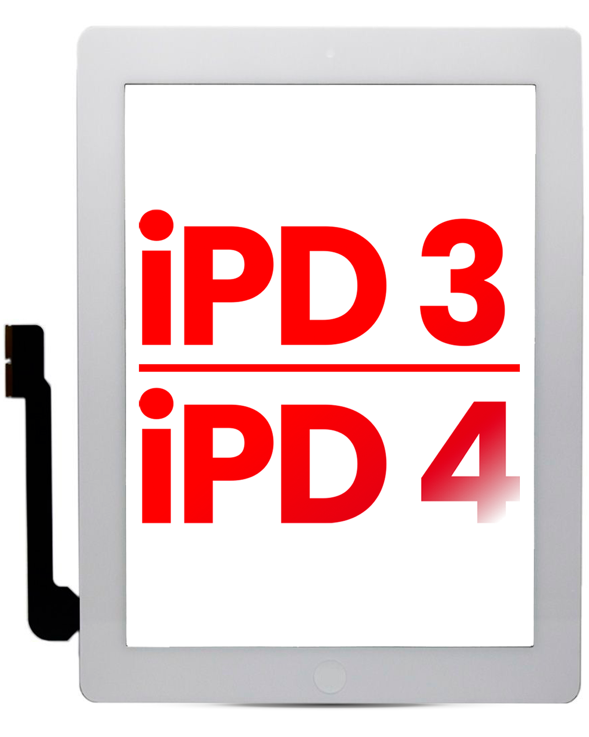 Digitizer for iPad 3 / iPad 4 (Home Button pre-installed for iPad 4) (Aftermarket Plus) (White)
