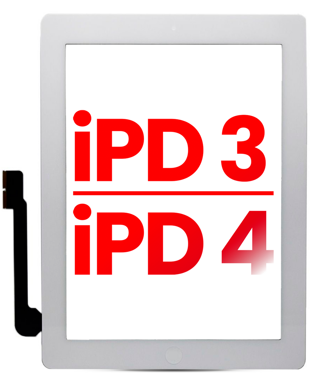 Digitizer iPad 3/4 (Home Button iPad 4) Aftermarket Plus Weiß