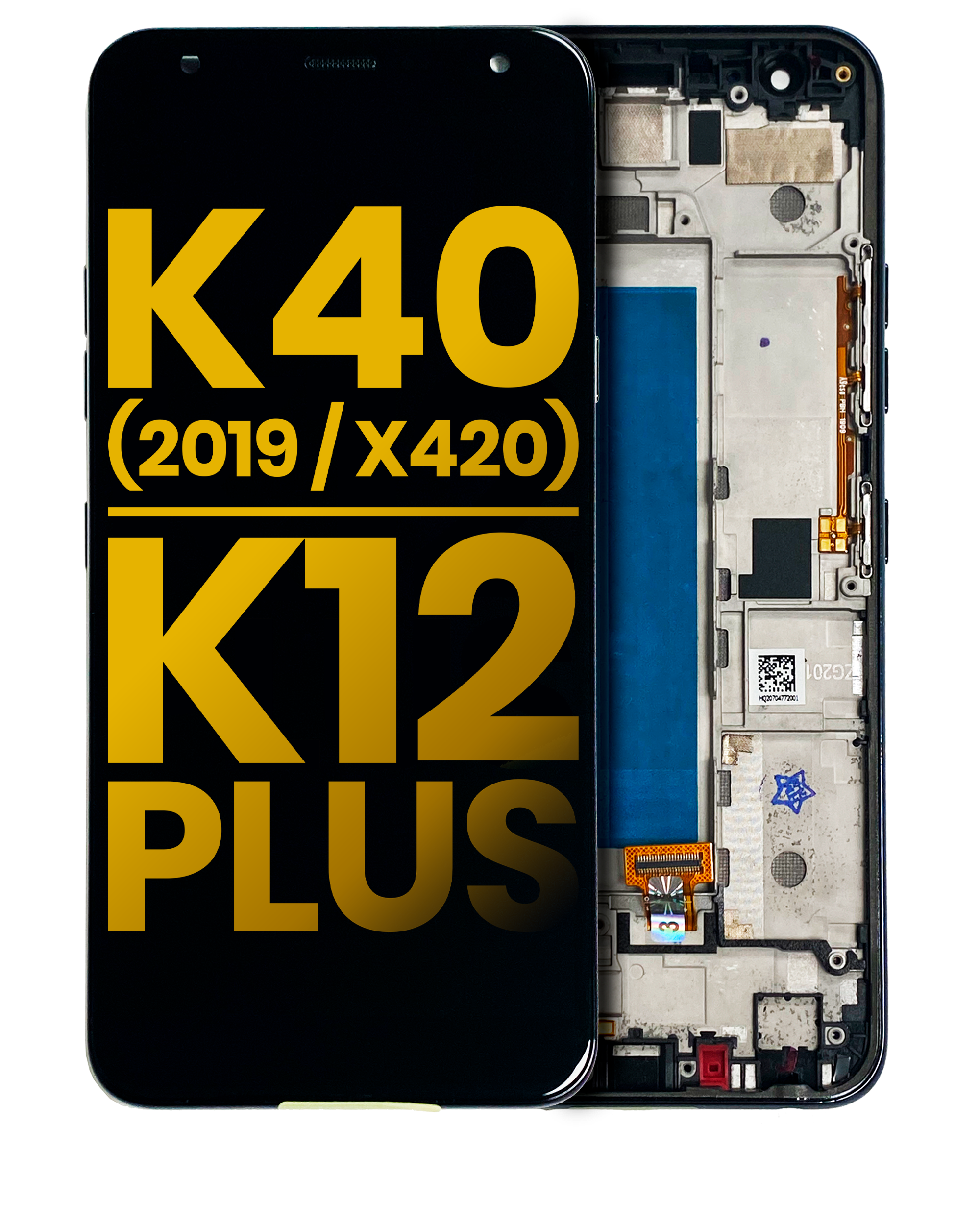 LCD-Display mit Rahmen für LG K40 (2019/X420) / K12 Plus (Refurbished) (Grau)