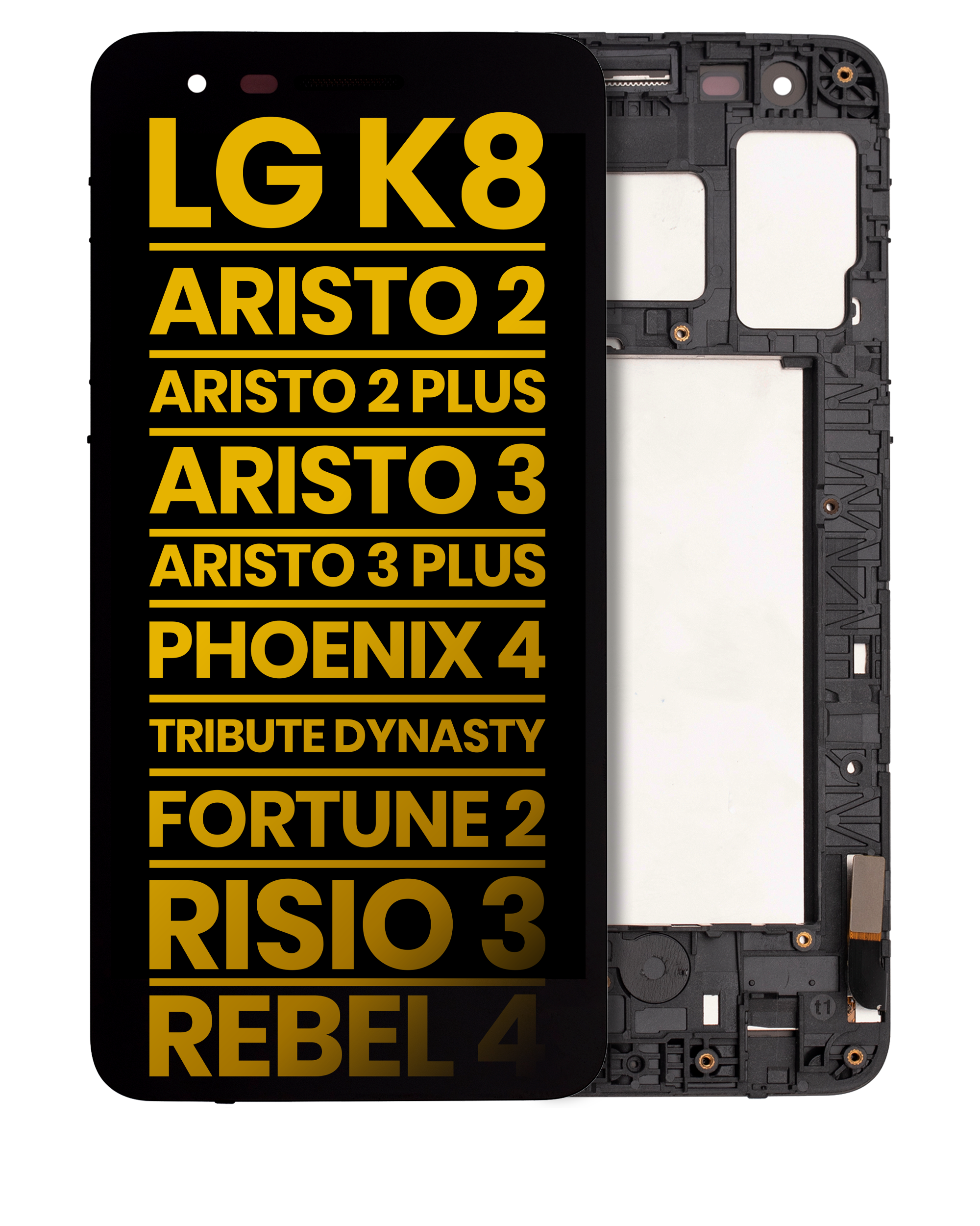 LCD-Display mit Rahmen LG K8 X210, Aristo 2/3, Refurbished, Schwarz
