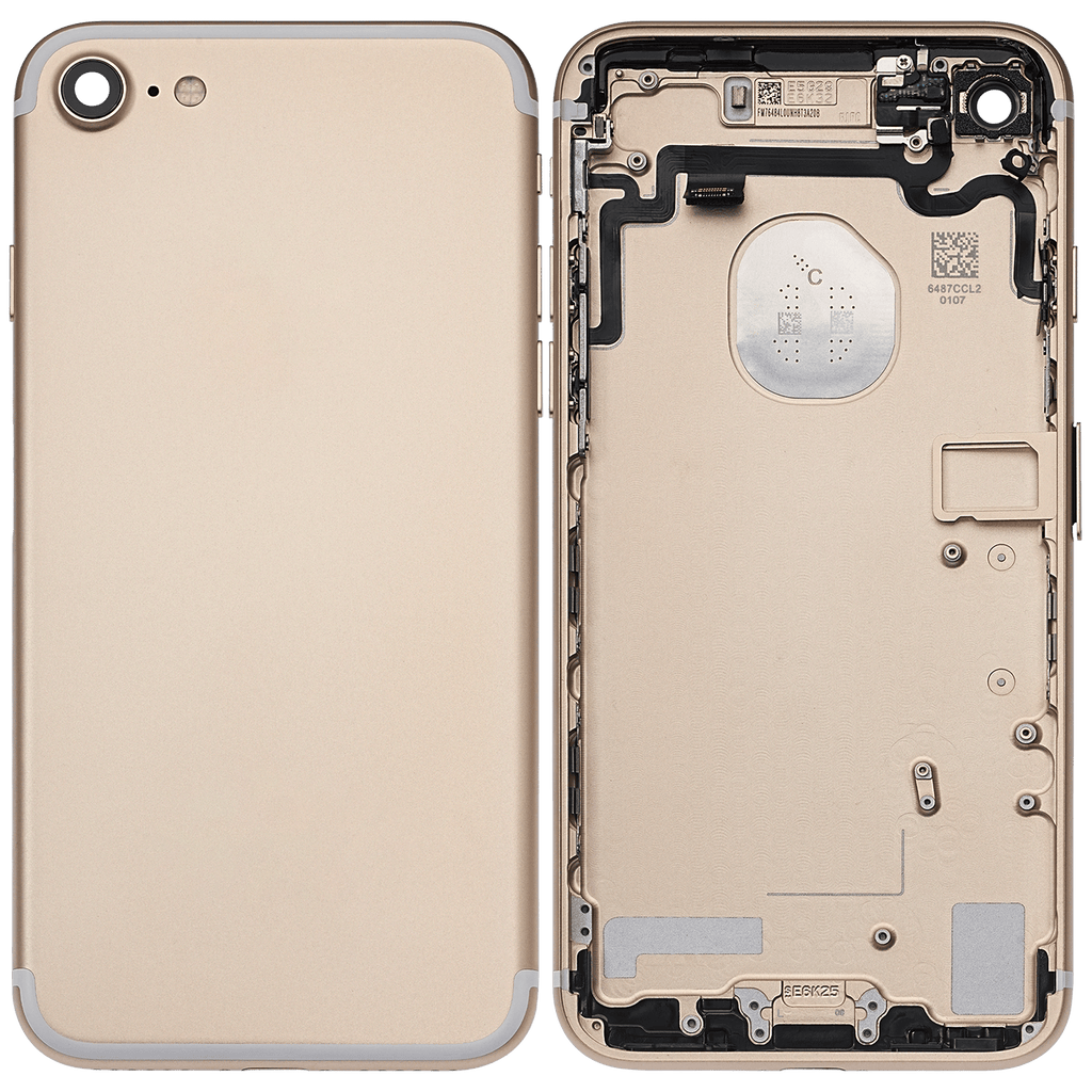 Back cover/frame with pre-assembled small parts for iPhone 7 (used OEM removal, Quality A, Gold)