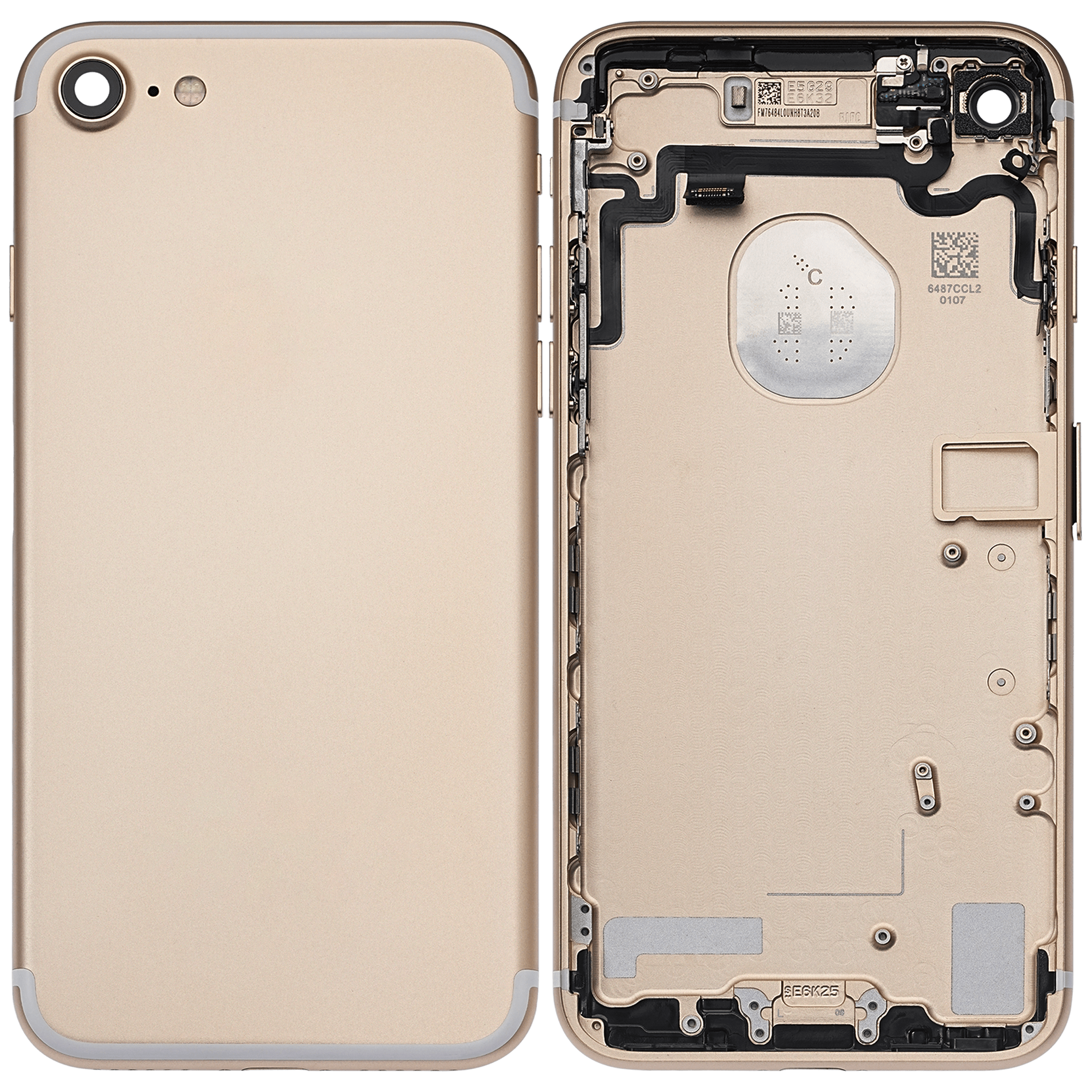 Back cover/frame with pre-assembled small parts for iPhone 7 (used OEM removal, Quality A, Gold)