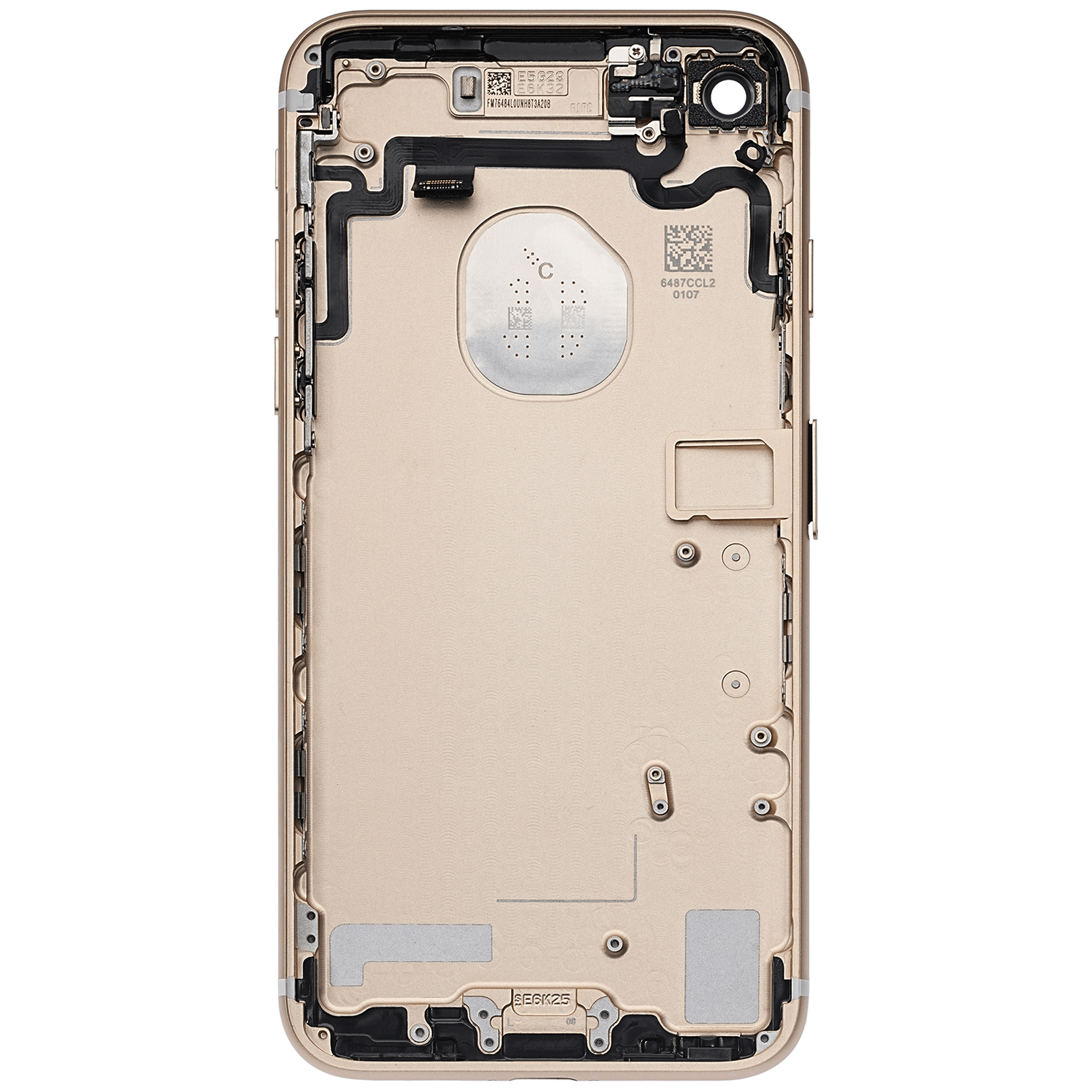 Back cover/frame with pre-assembled small parts for iPhone 7 (used OEM removal, Quality A, Gold)