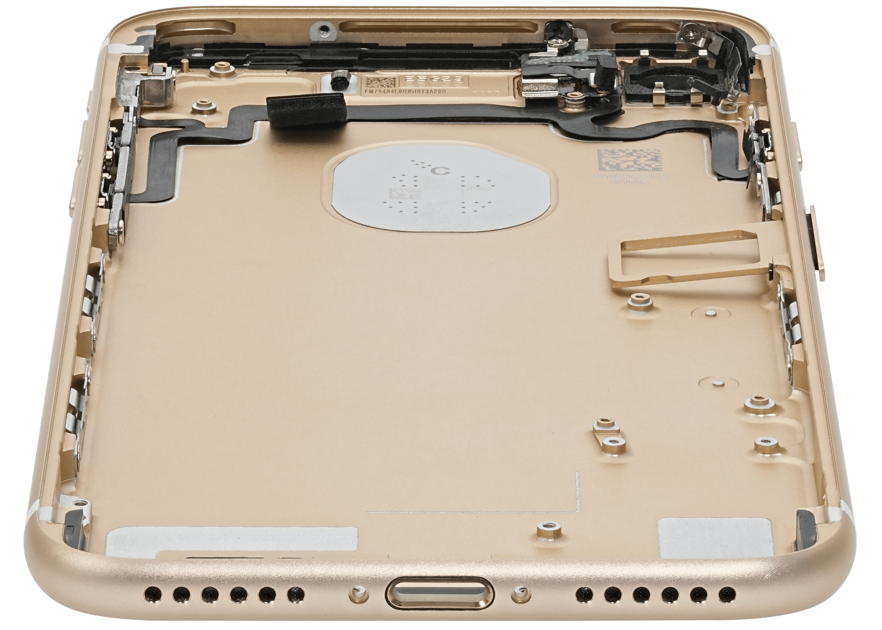 Back cover/frame with pre-assembled small parts for iPhone 7 (used OEM removal, Quality A, Gold)