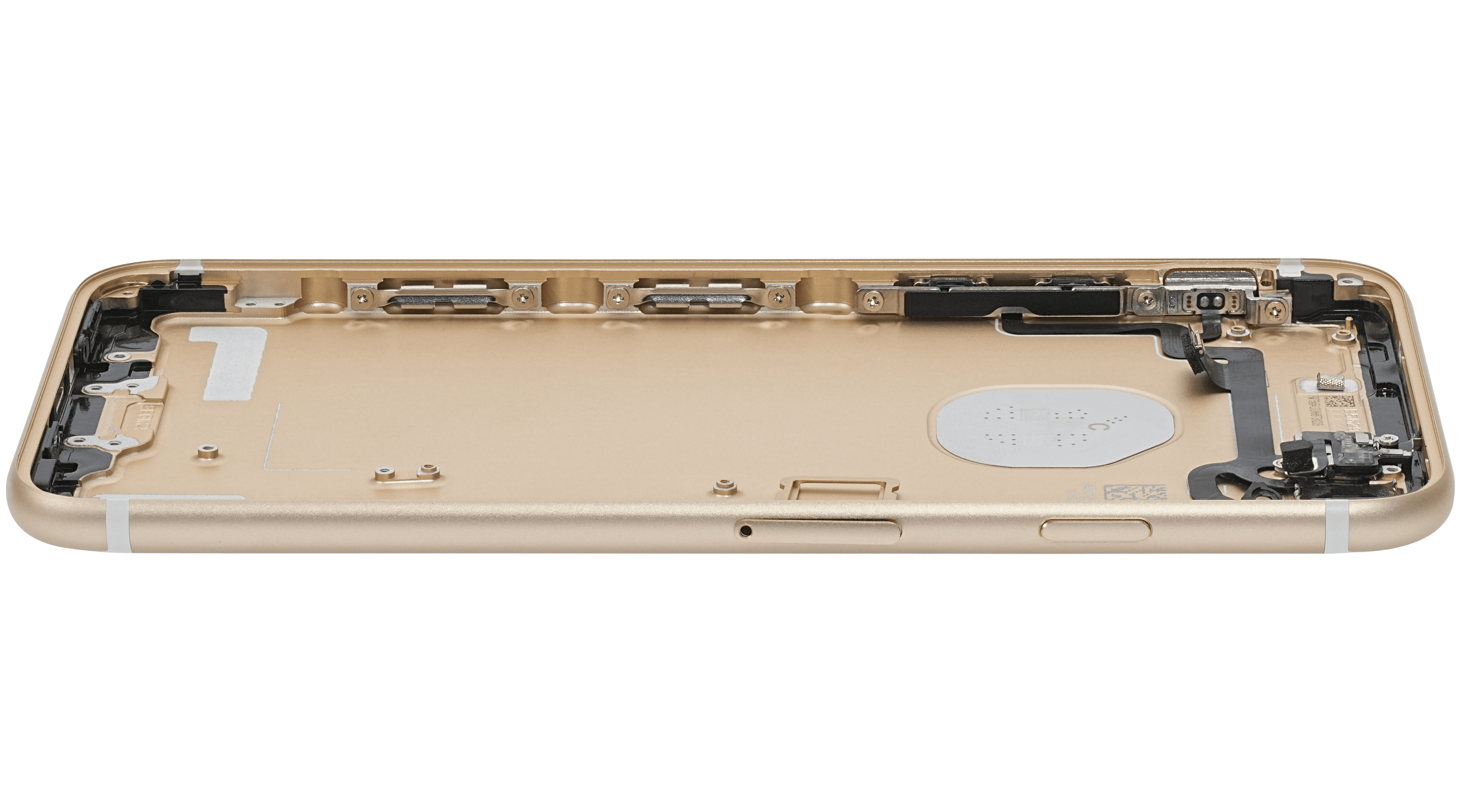 Back cover/frame with pre-assembled small parts for iPhone 7 (used OEM removal, Quality A, Gold)