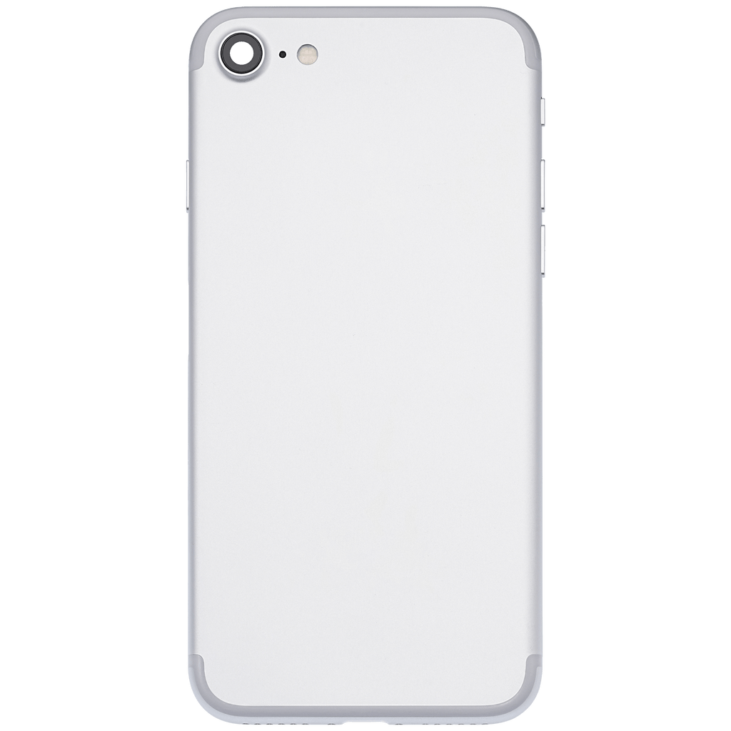 Back Cover/Frame with pre-installed small parts for iPhone 7 (used OEM removal, Grade A) (Silver)