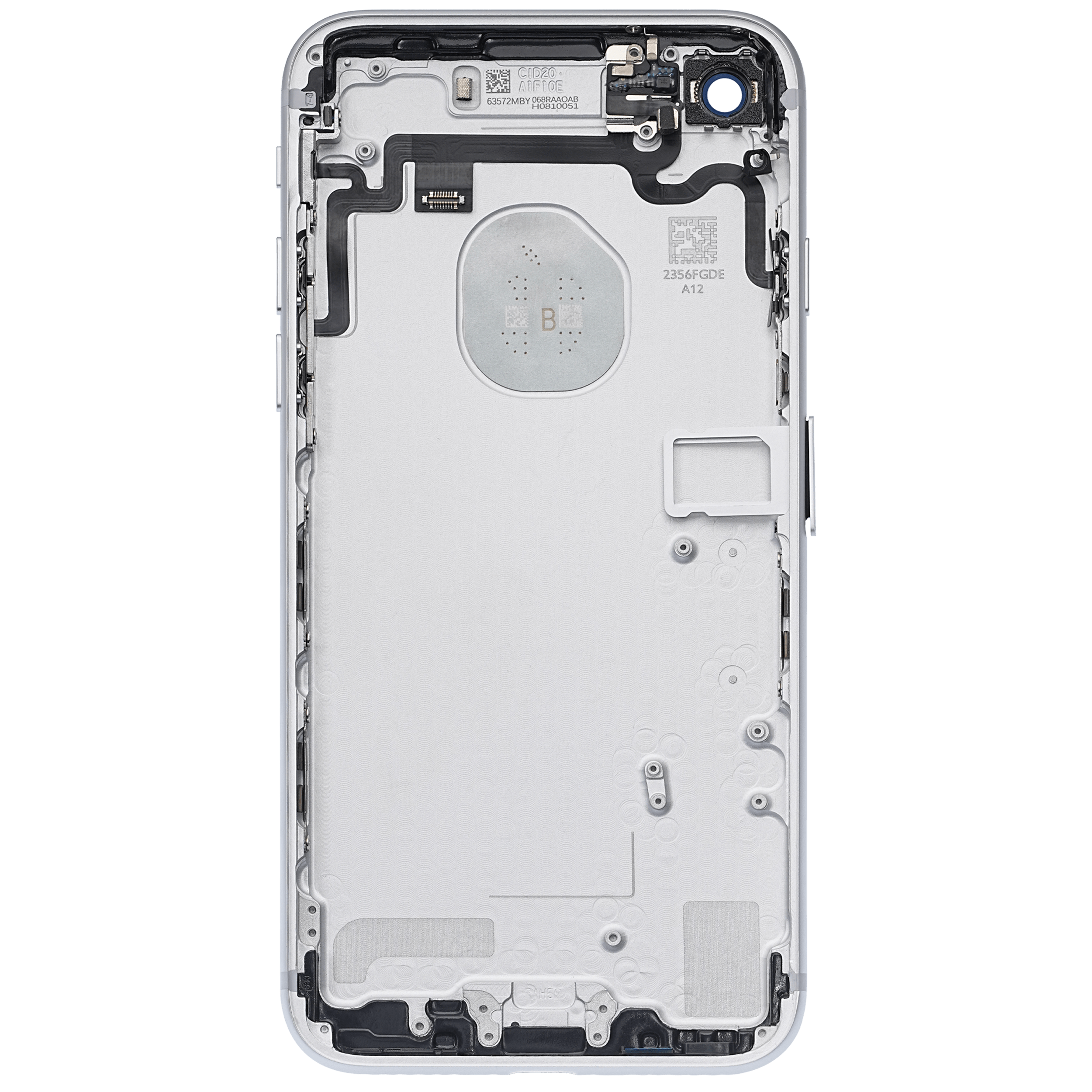 Back Cover/Frame with pre-installed small parts for iPhone 7 (used OEM removal, Grade A) (Silver)
