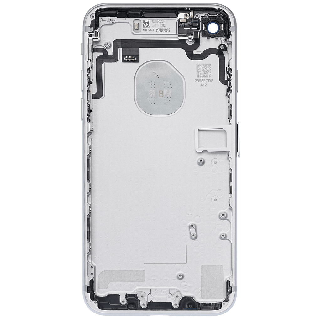 Back Cover/Frame with pre-installed small parts for iPhone 7 (used OEM removal, Grade A) (Silver)