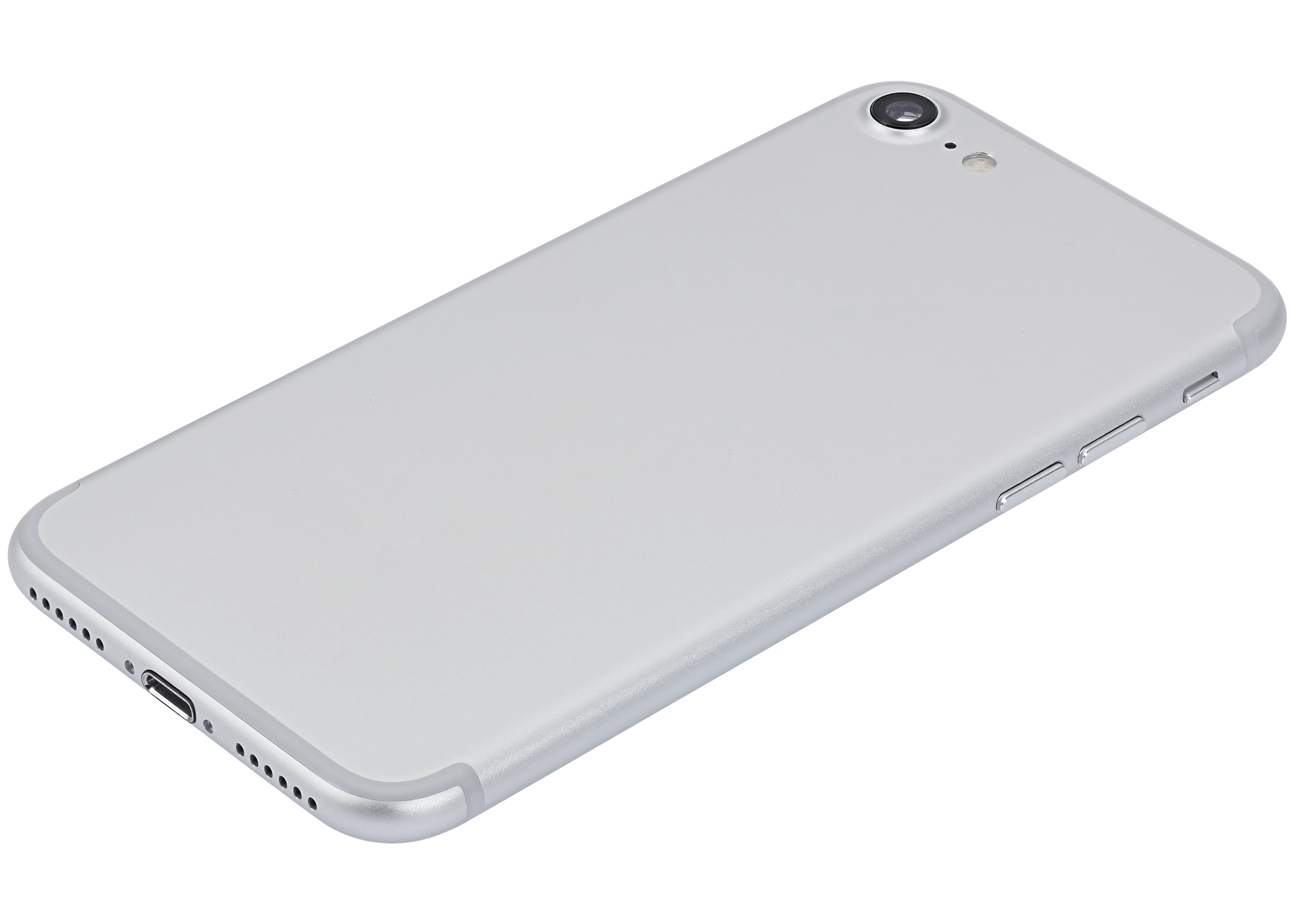 Back Cover/Frame with pre-installed small parts for iPhone 7 (used OEM removal, Grade A) (Silver)
