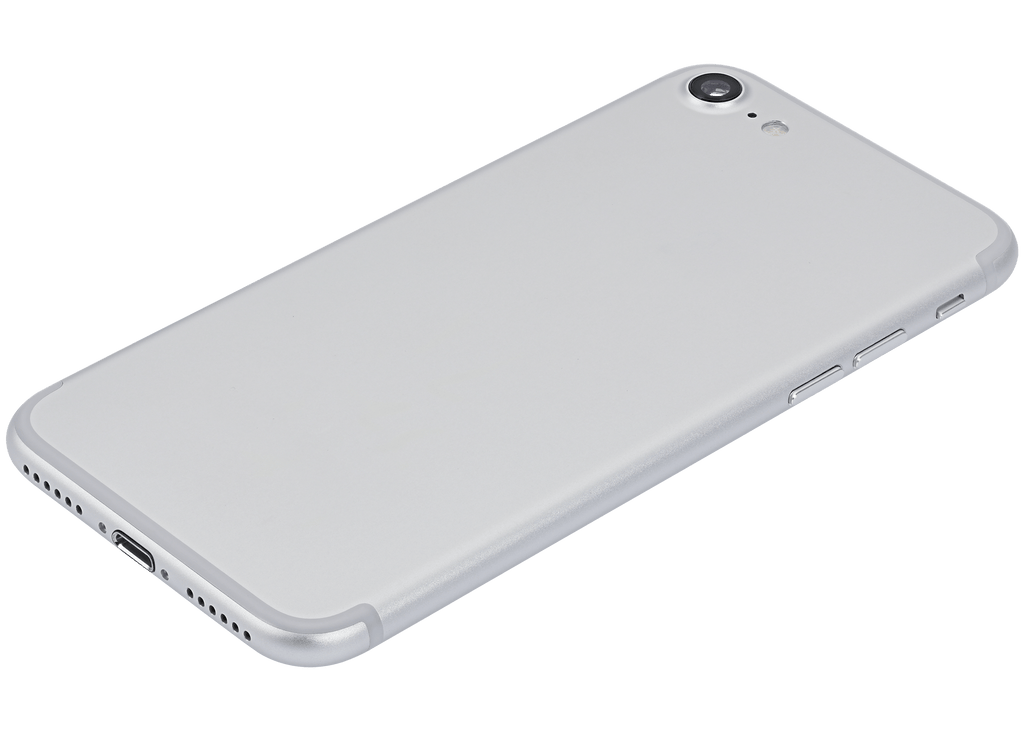 Back Cover/Frame with pre-installed small parts for iPhone 7 (used OEM removal, Grade A) (Silver)