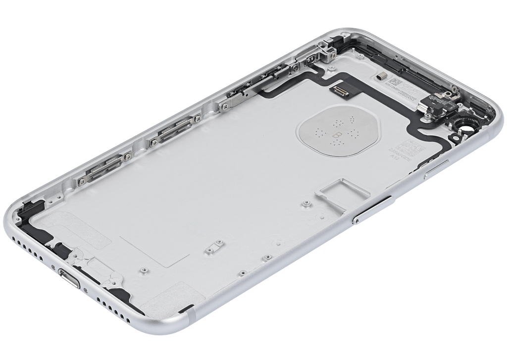 Back Cover/Frame with pre-installed small parts for iPhone 7 (used OEM removal, Grade A) (Silver)