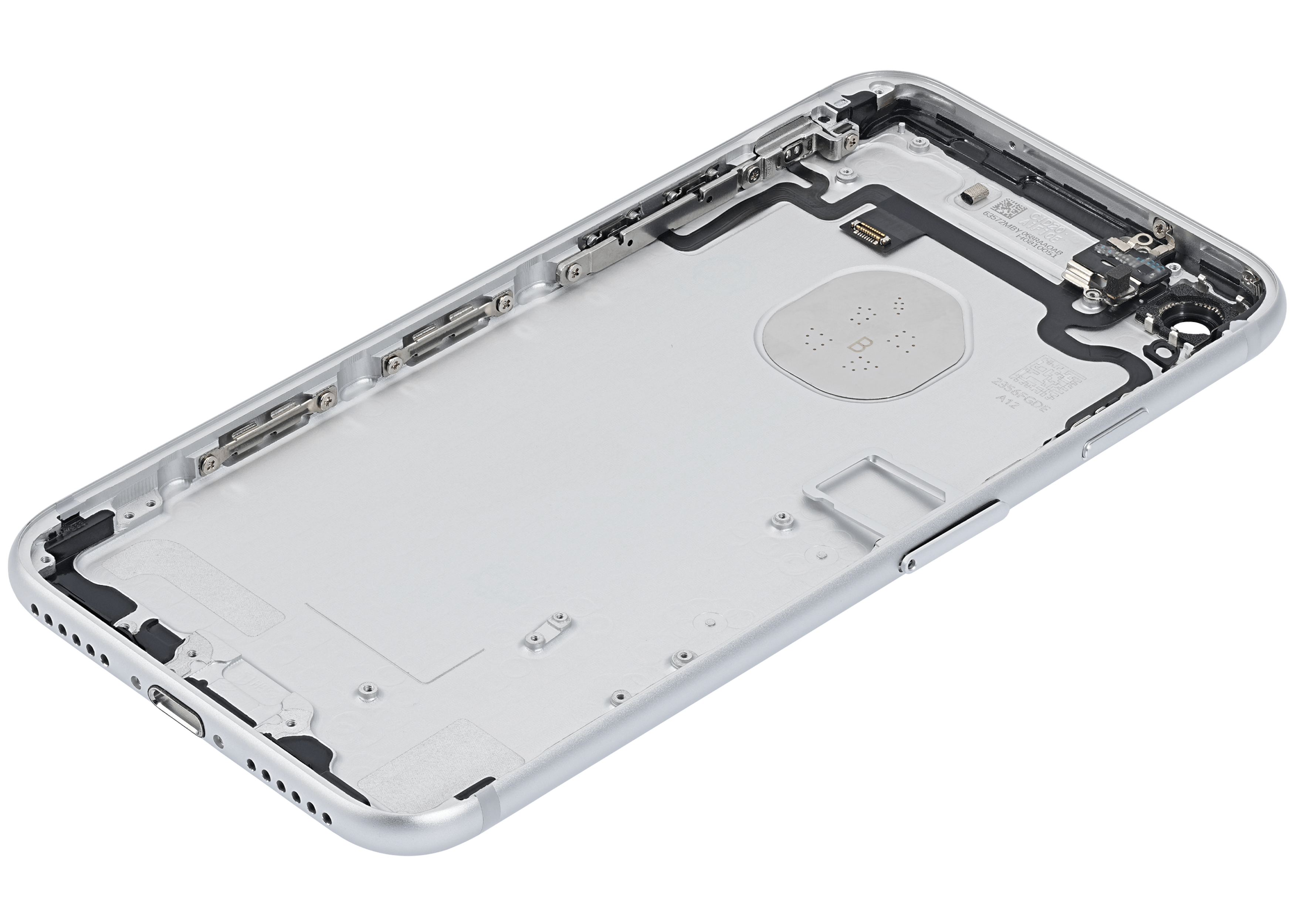 Back Cover/Frame with pre-installed small parts for iPhone 7 (used OEM removal, Grade A) (Silver)