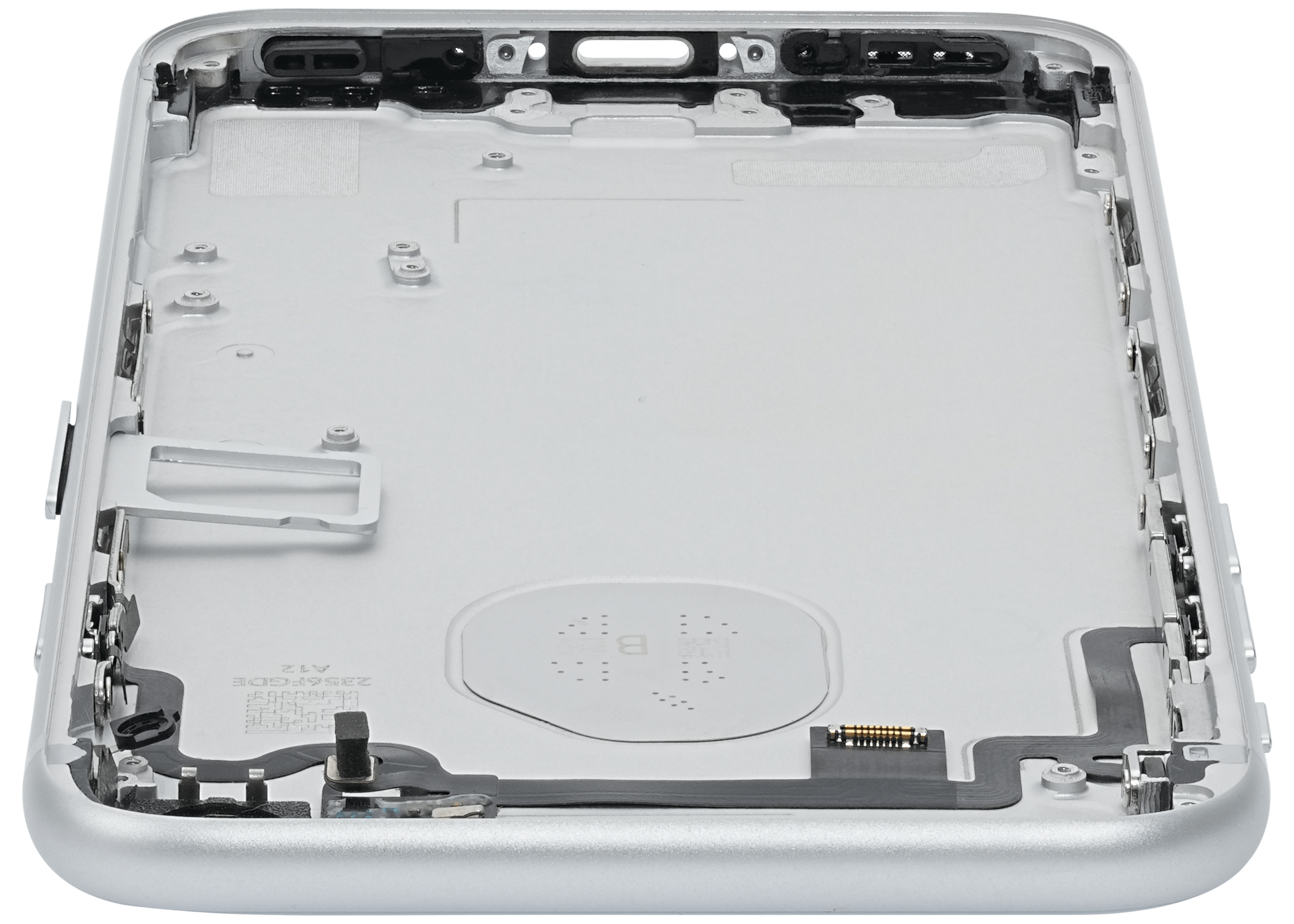 Back Cover/Frame with pre-installed small parts for iPhone 7 (used OEM removal, Grade A) (Silver)