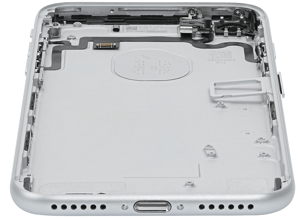Back Cover/Frame with pre-installed small parts for iPhone 7 (used OEM removal, Grade A) (Silver)