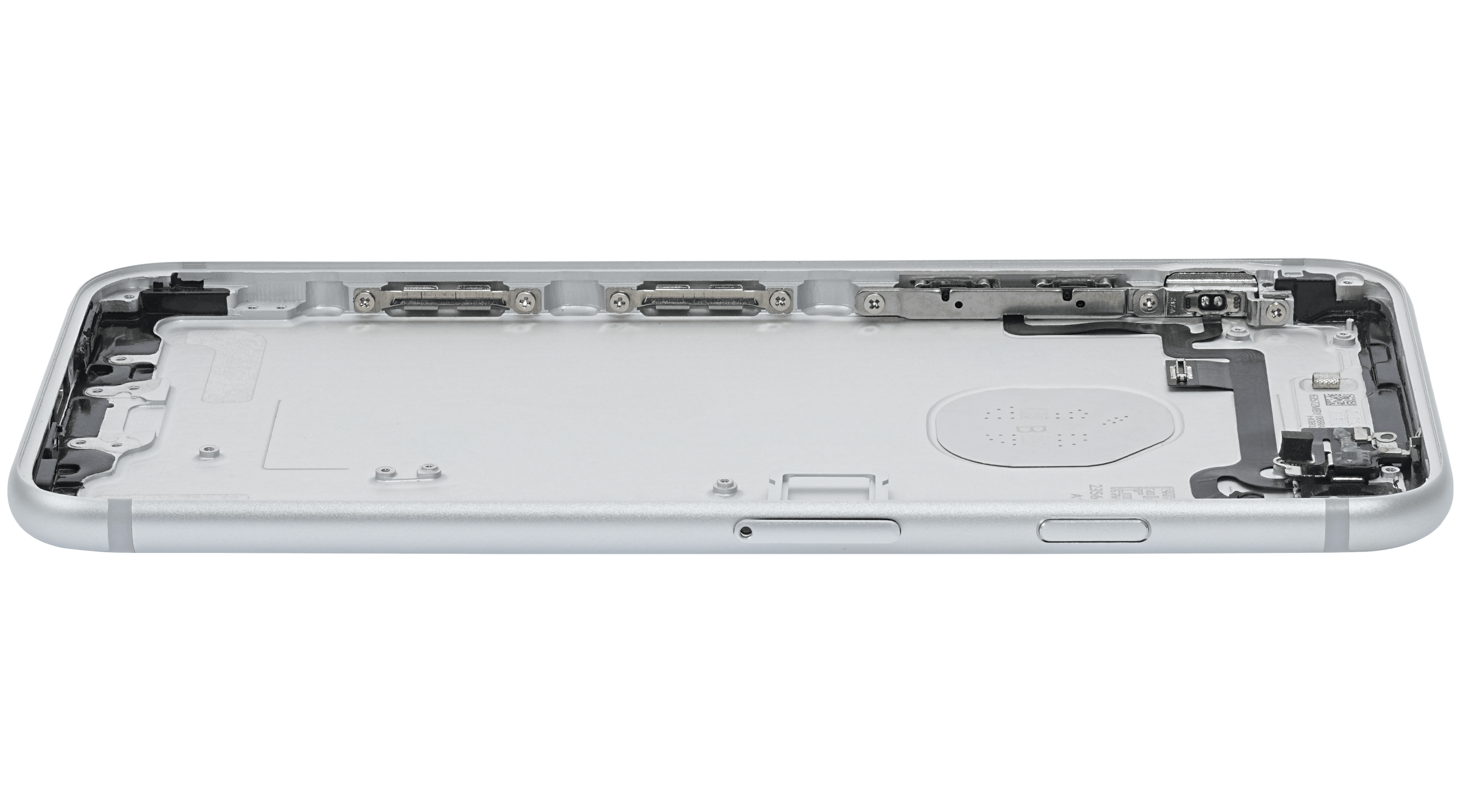 Back Cover/Frame with pre-installed small parts for iPhone 7 (used OEM removal, Grade A) (Silver)