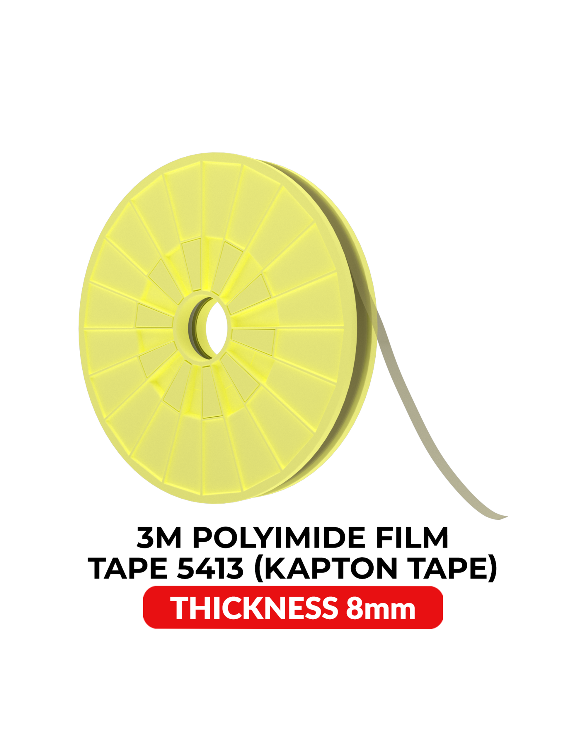 Hitzebeständiges Kapton Polyimid-Klebeband (8 mm x 33 m, 3M Modell # 5413)